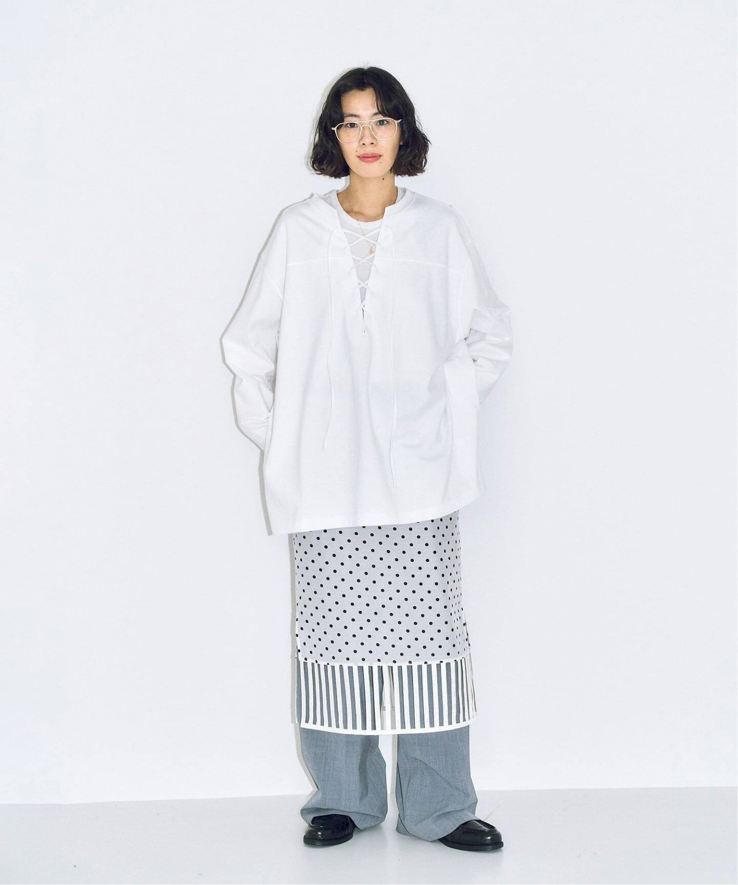THE MOOD]レースアップロングTシャツ（Tシャツ／カットソー