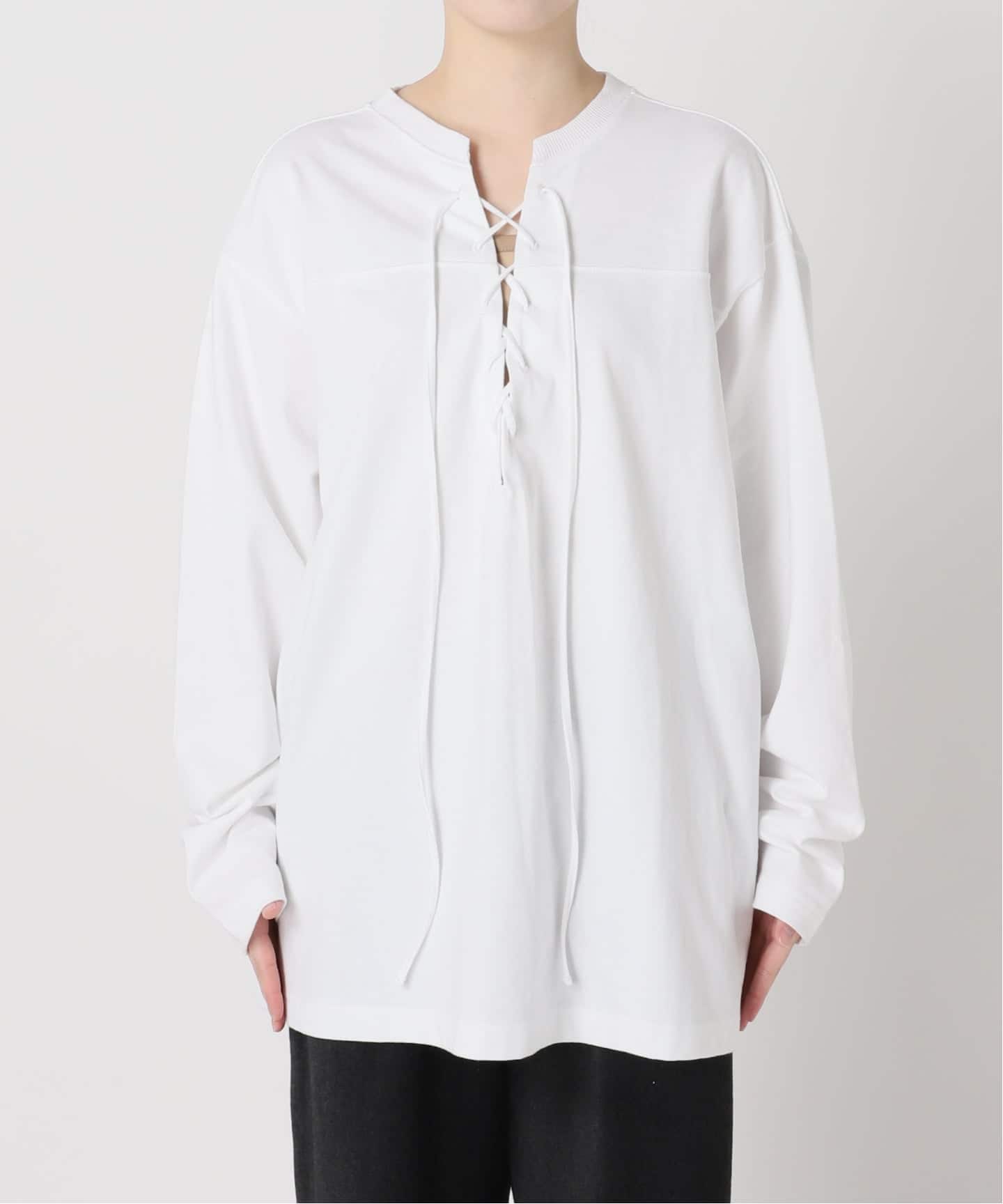 THE MOOD]レースアップロングTシャツ（Tシャツ／カットソー