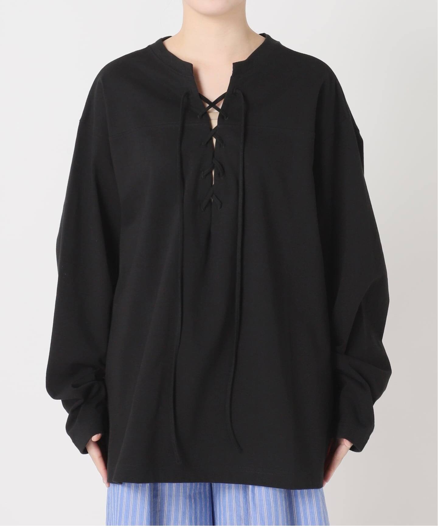 THE MOOD]レースアップロングTシャツ（Tシャツ／カットソー