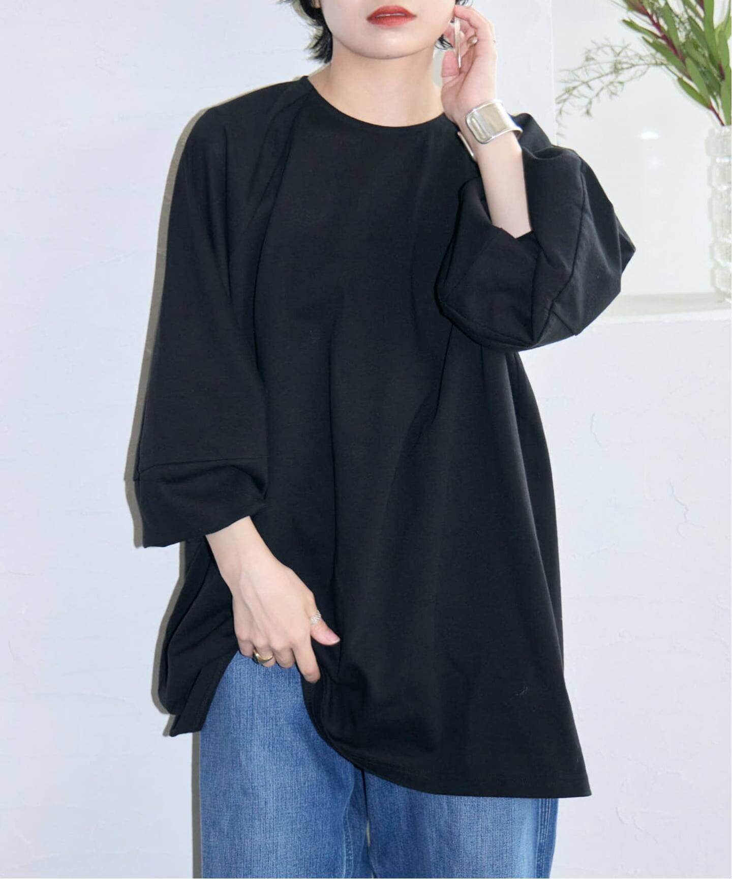 THE MOOD] パフスリーブ ロンTEE：カットソー（Tシャツ／カットソー 