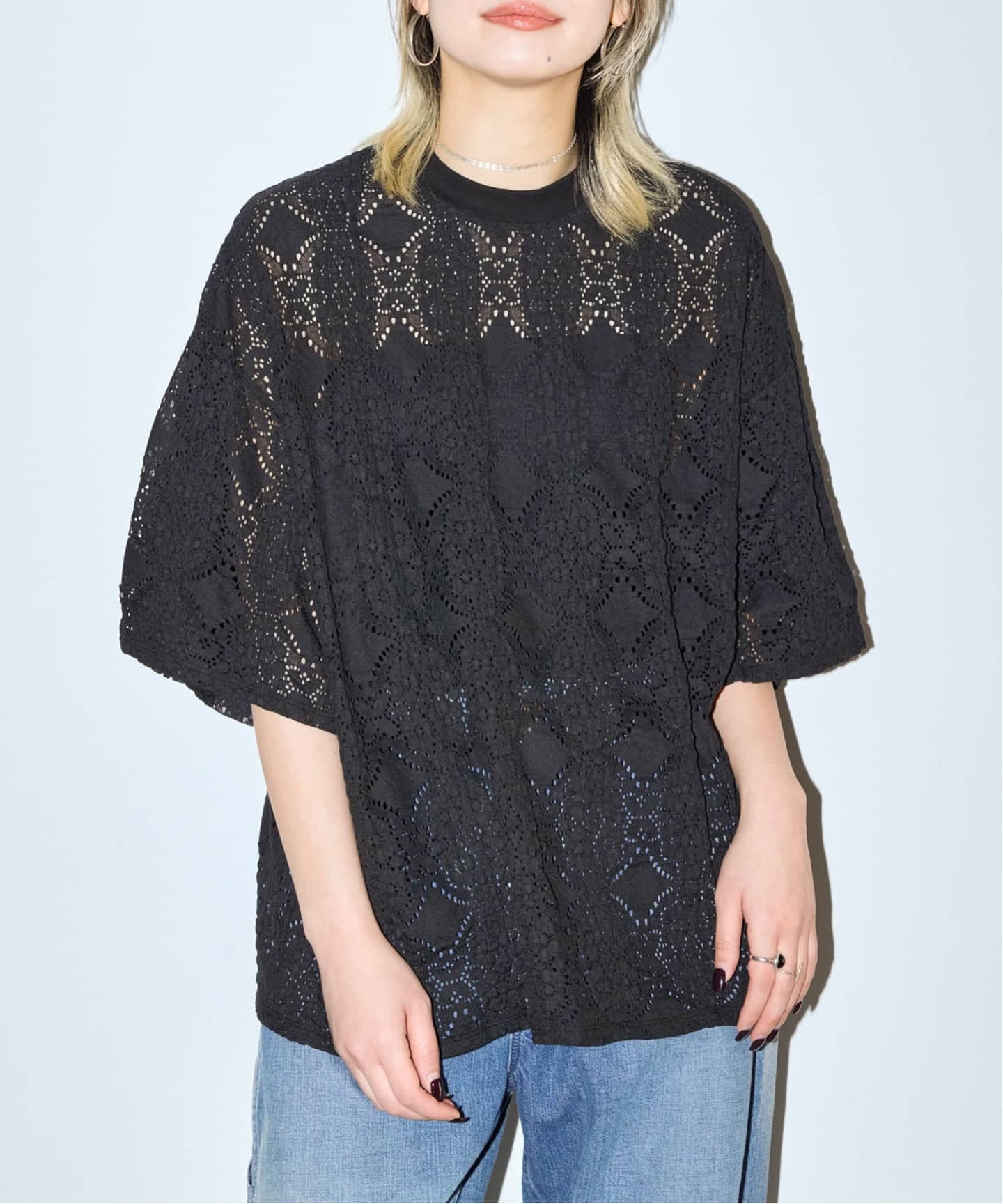 未使用 [CITYSHOP] LACE Tシャツ ブラック 追加4》LACE Tシャツ（Tシャツ／カットソー）｜CITYSHOP（シティ