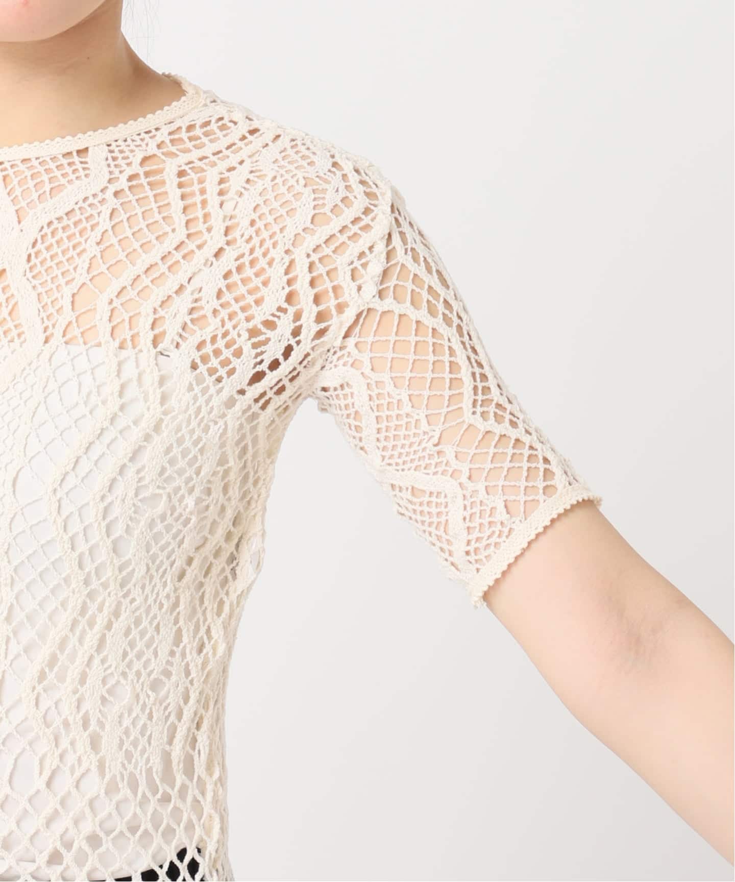 EUCHRONIA 別注 LACE SHORT SLEEVE 002250802：カットソー（Tシャツ