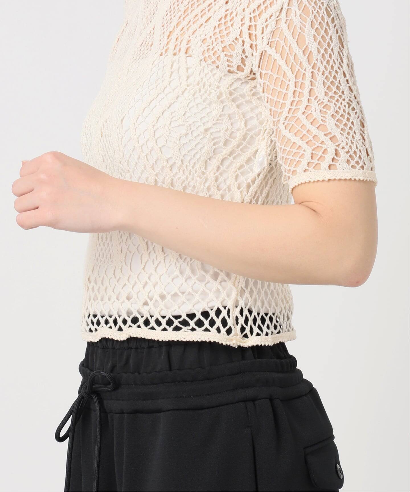 EUCHRONIA 別注 LACE SHORT SLEEVE 002250802：カットソー（Tシャツ