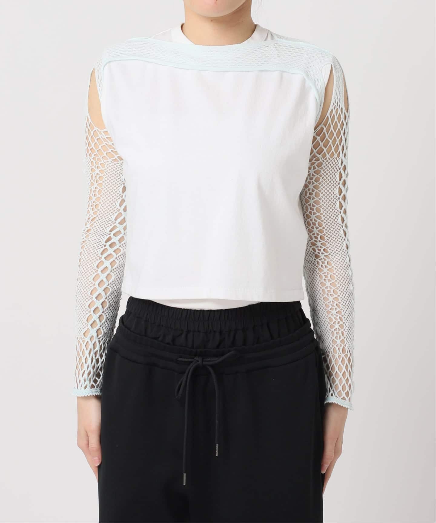 予約》EUCHRONIA STRETCH LACE SHORT TOP 261803：カットソー（Tシャツ