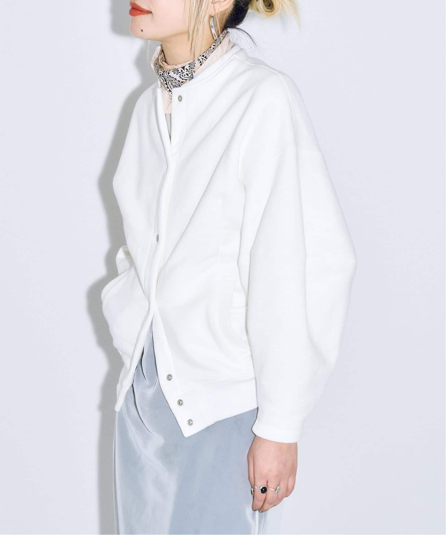 SEEALL 別注 ERGONOMIC SNAP CARDIGAN [WHITE]：スウェット