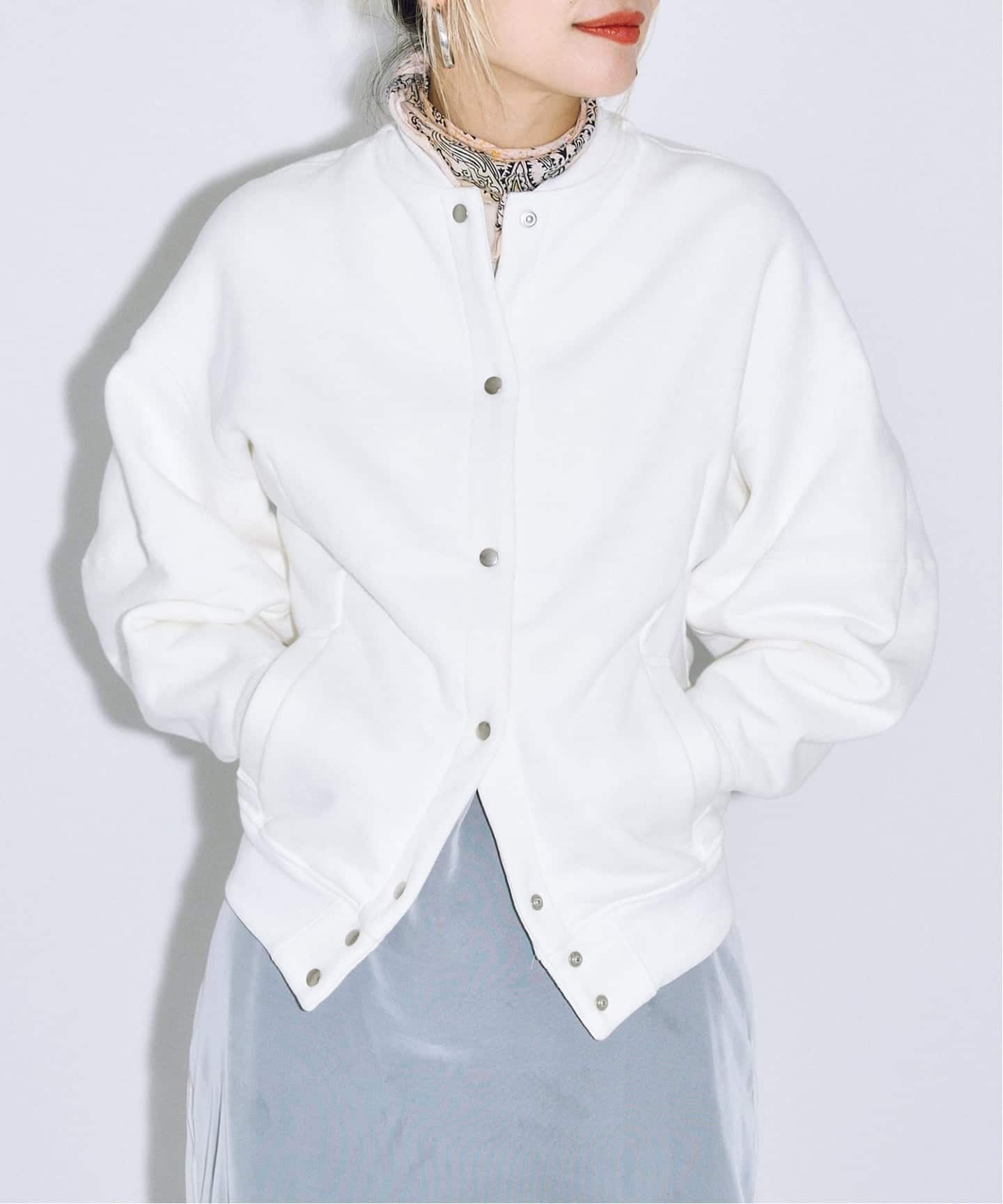 【新品未使用タグ付き！】シティショップ別注SEEALLスウェットトップス SEEALL 別注 ERGONOMIC SNAP CARDIGAN [WHITE]：スウェット