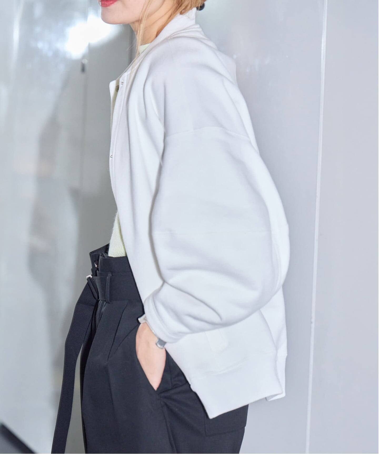SEEALL 別注 ERGONOMIC SNAP CARDIGAN [WHITE]：スウェット