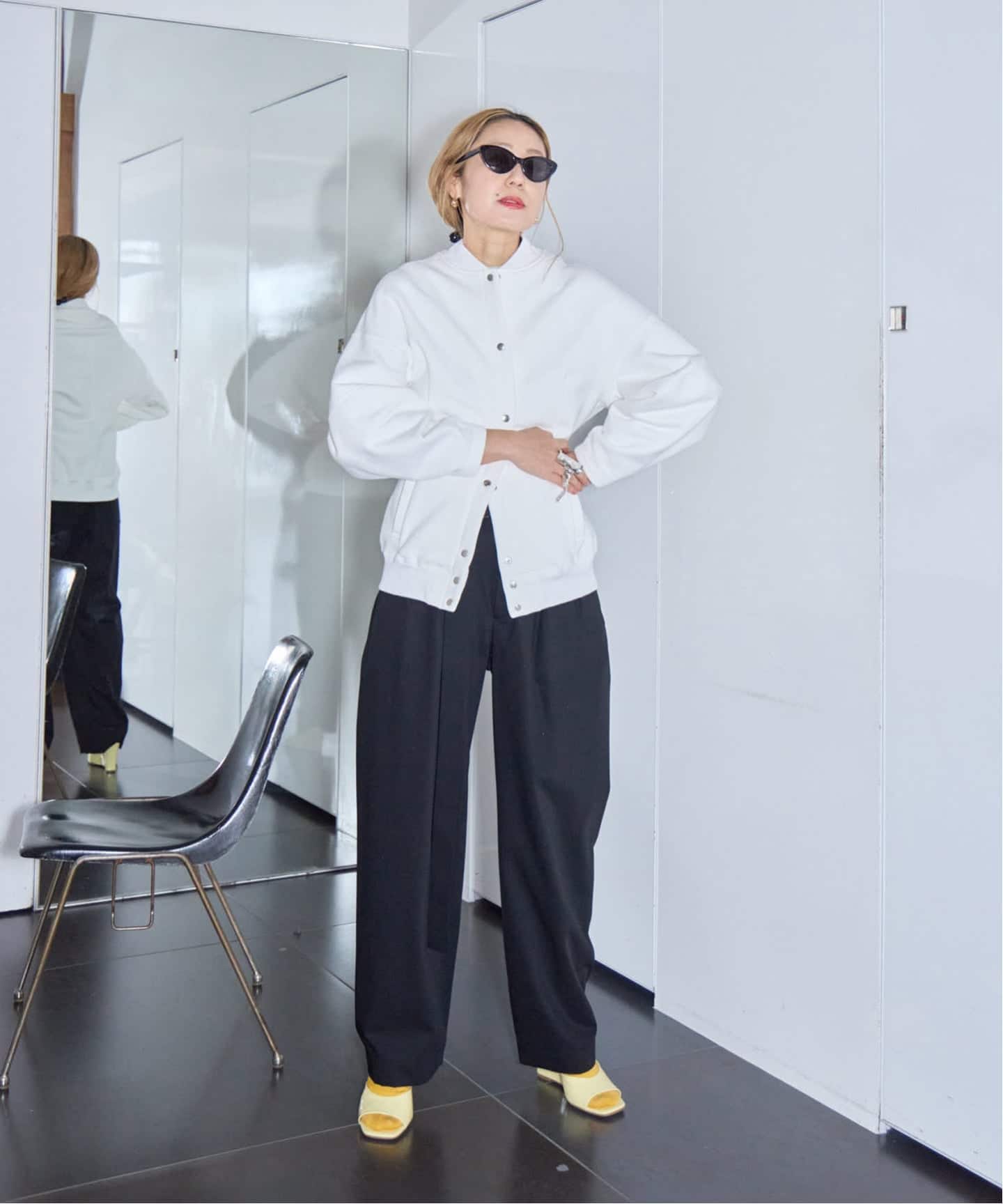 SEEALL 別注 ERGONOMIC SNAP CARDIGAN [WHITE]：スウェット