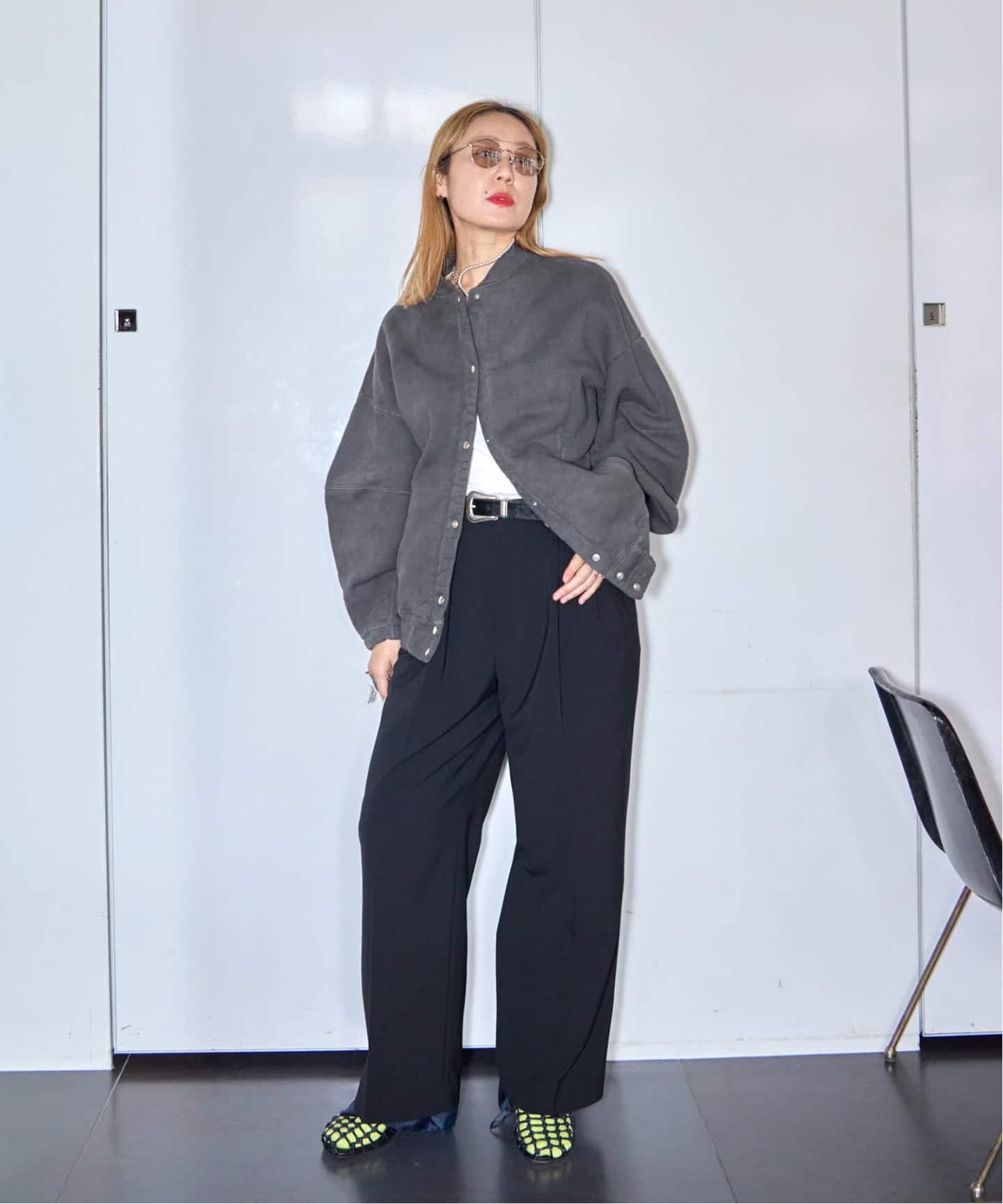 【新品未使用タグ付き！】シティショップ別注SEEALLスウェットトップス SEEALL 別注 ERGONOMIC SNAP CARDIGAN [BLACK]：スウェット