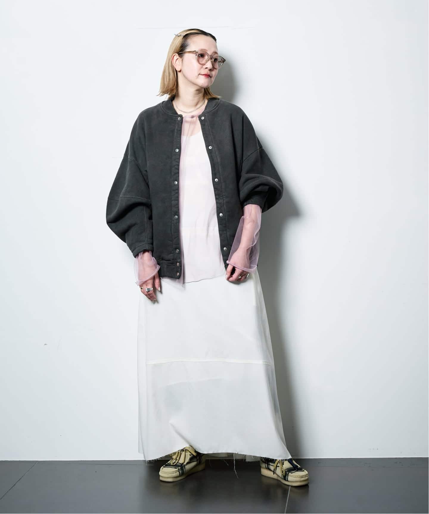 SEEALL 別注 ERGONOMIC SNAP CARDIGAN [BLACK]：スウェット