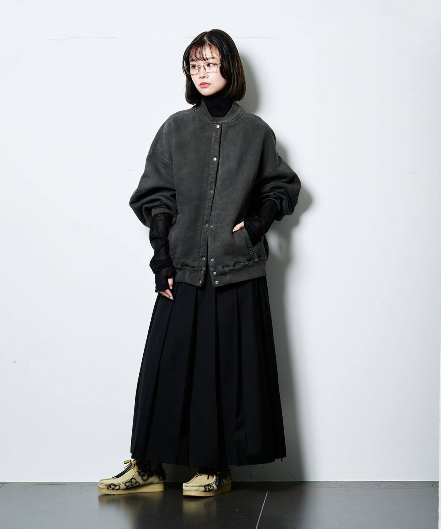 SEEALL 別注 ERGONOMIC SNAP CARDIGAN [BLACK]：スウェット