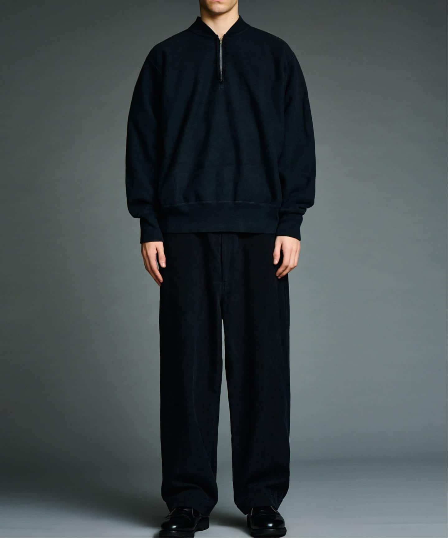A.PRESSE/アプレッセ】26AAP-05-11 Vintage Half Zip Rib Collar Swe