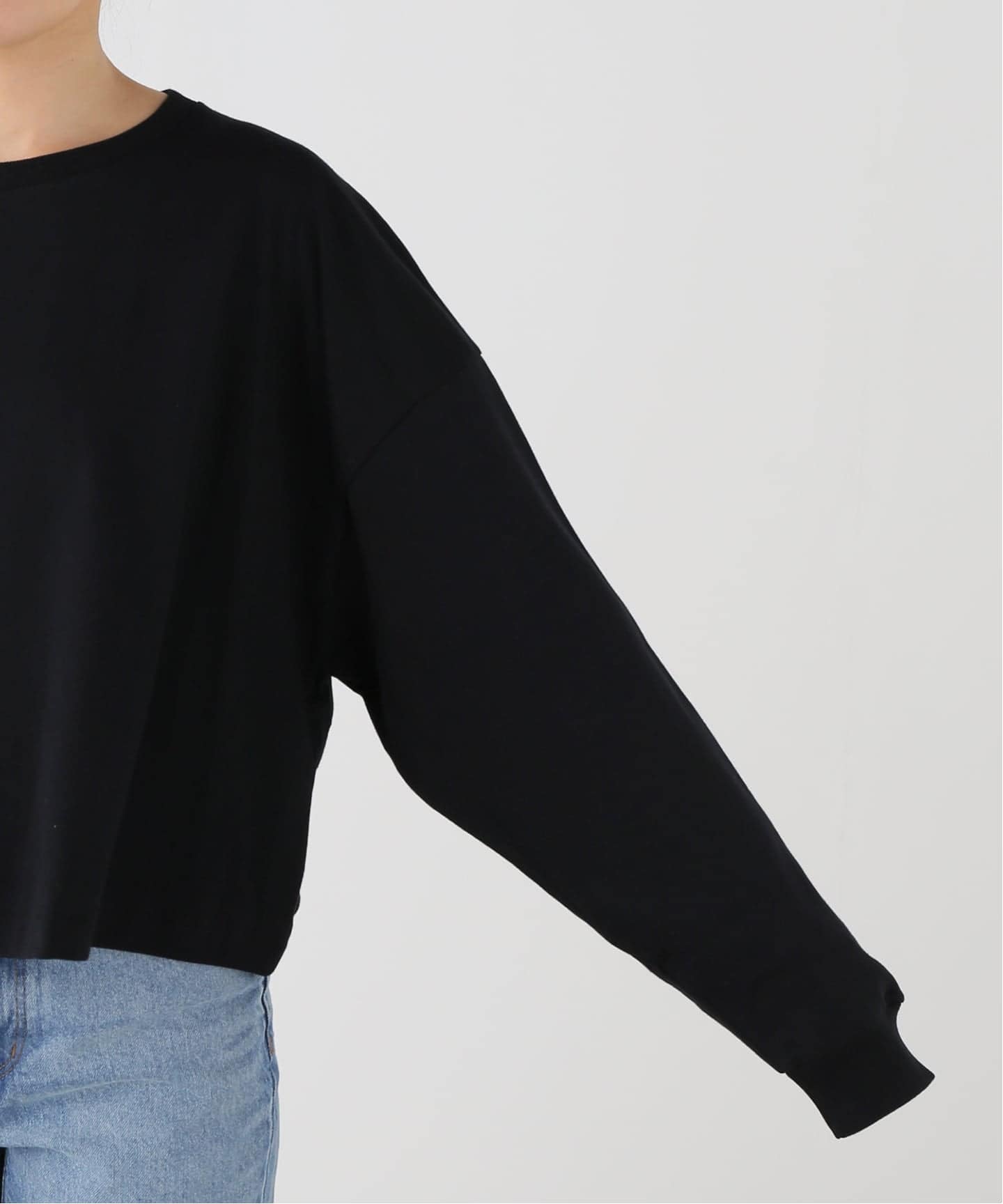 HANES 1P T-SHIRTS KURO for HERクロップドワイドTシャツ（Tシャツ