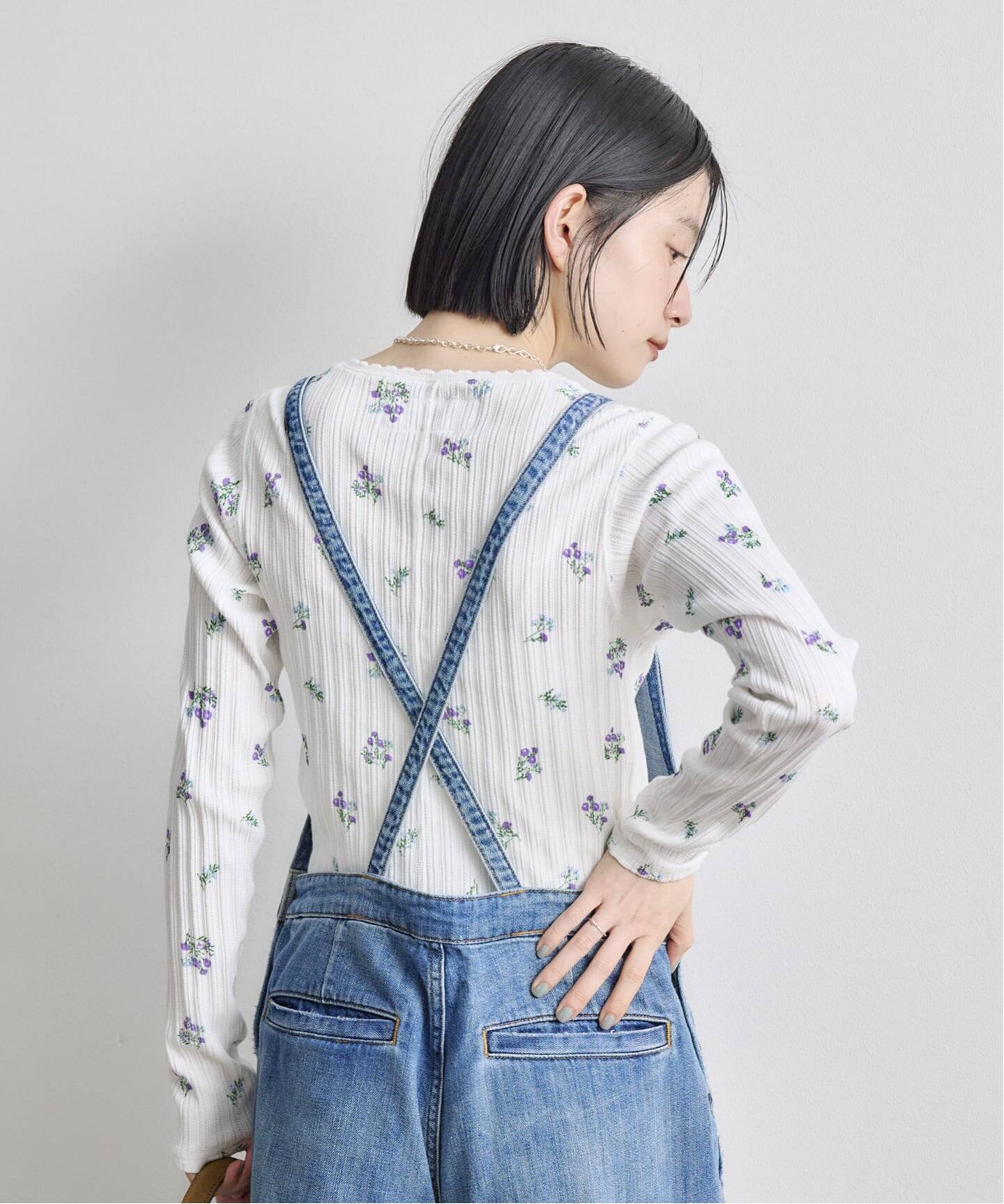 JANE SMITH COTTON EYELET RIB FLOWER CARDIGAN（Tシャツ／カットソー