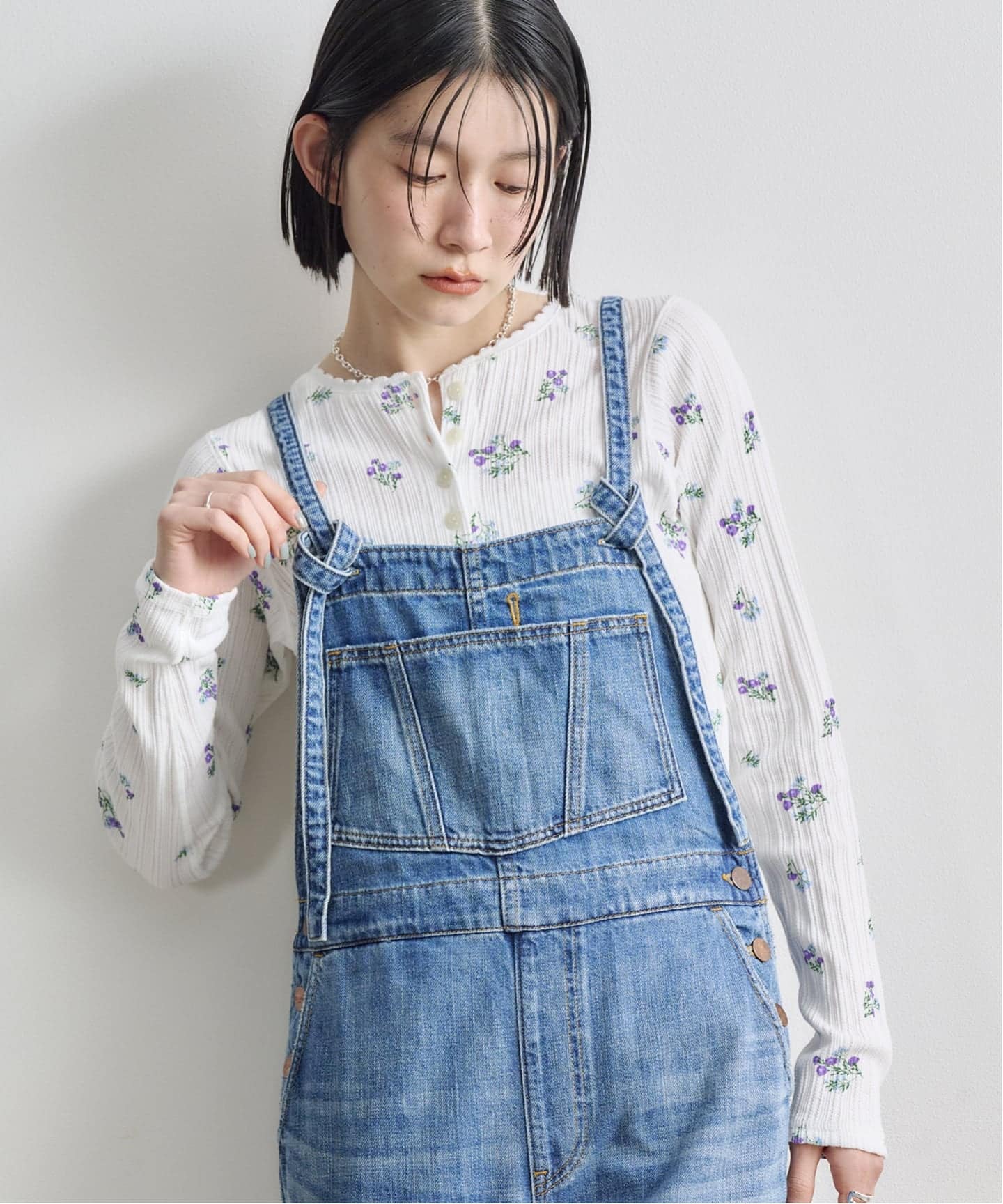 JANE SMITH COTTON EYELET RIB FLOWER CARDIGAN（Tシャツ／カットソー