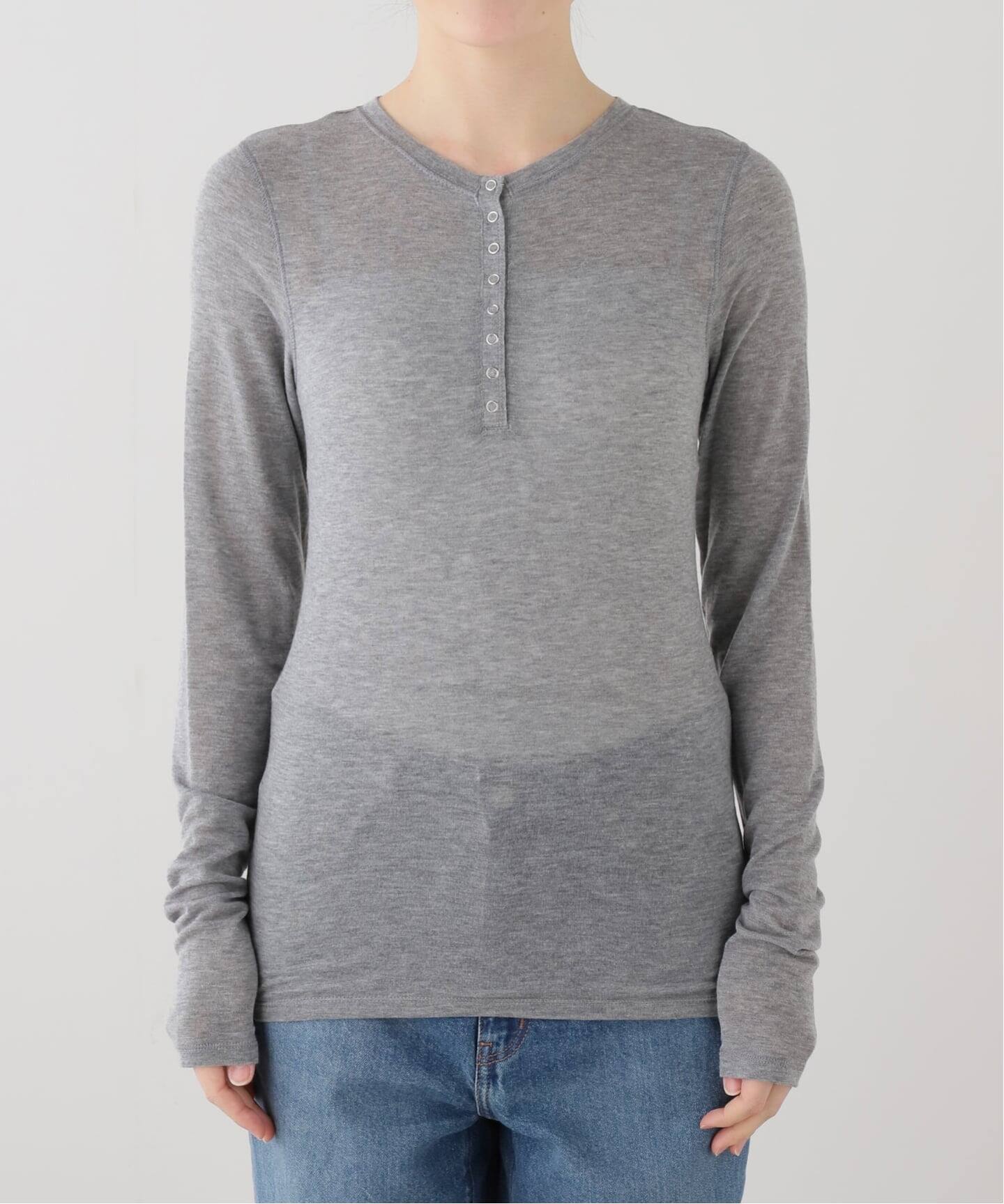 TODAYFUL ヘンリーネック ソフト トップス FREE ライトグレー TODAYFUL Henleyneck Soft Tops（Tシャツ／カットソー）｜BOICE FROM