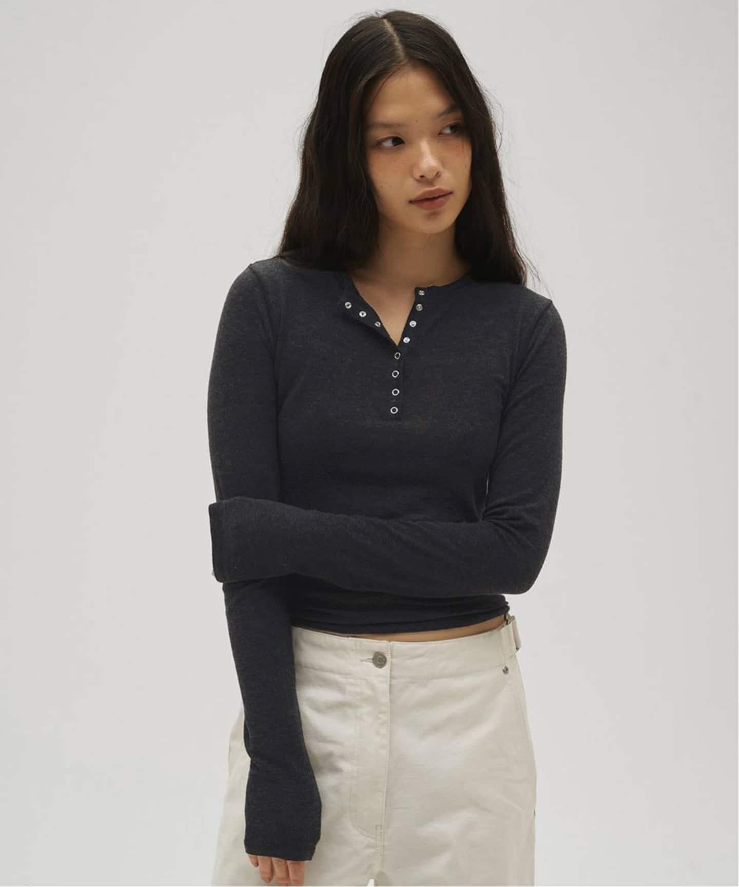 todayful Henleyneck Soft Tops グレー TODAYFUL Henleyneck Soft Tops（Tシャツ／カットソー）｜BOICE FROM