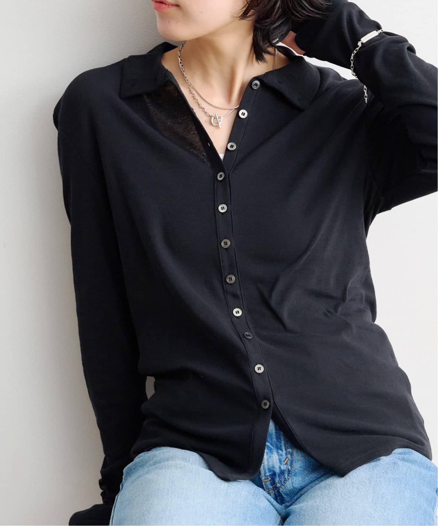 ETRE TOKYO ガーゼフライスフロントオープンプルオーバー（Tシャツ