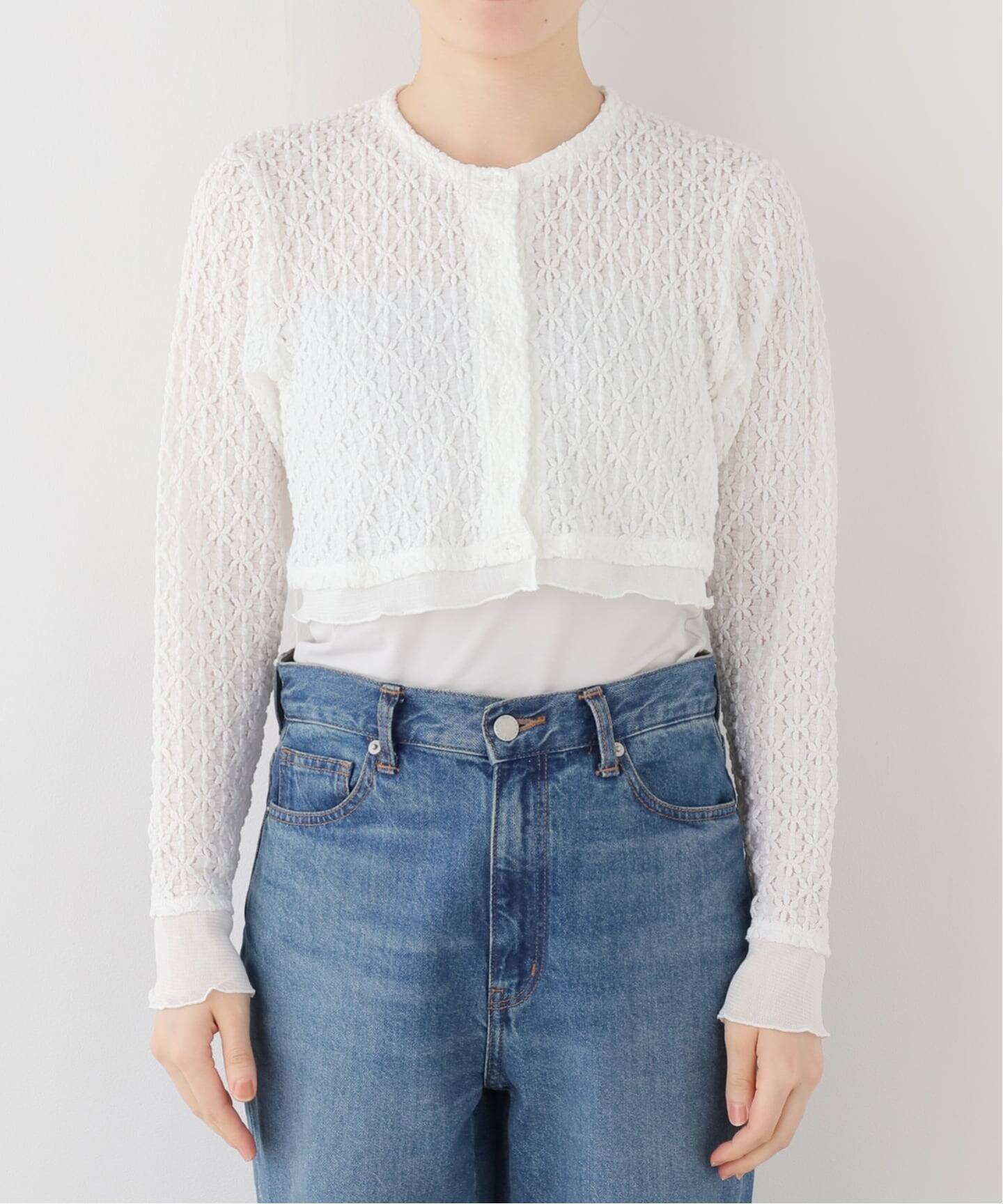 JOHN MASON SMITH ジョン メイソン スミス 26SS NYLON COTTON FLOWER LACE TULLE COMBI CARDIGAN カーディガン 26SCT-459L ブラック 36 NYLON COTTON FLOWER LACE TULLE COMBI CARDIGAN – COVERCHORD