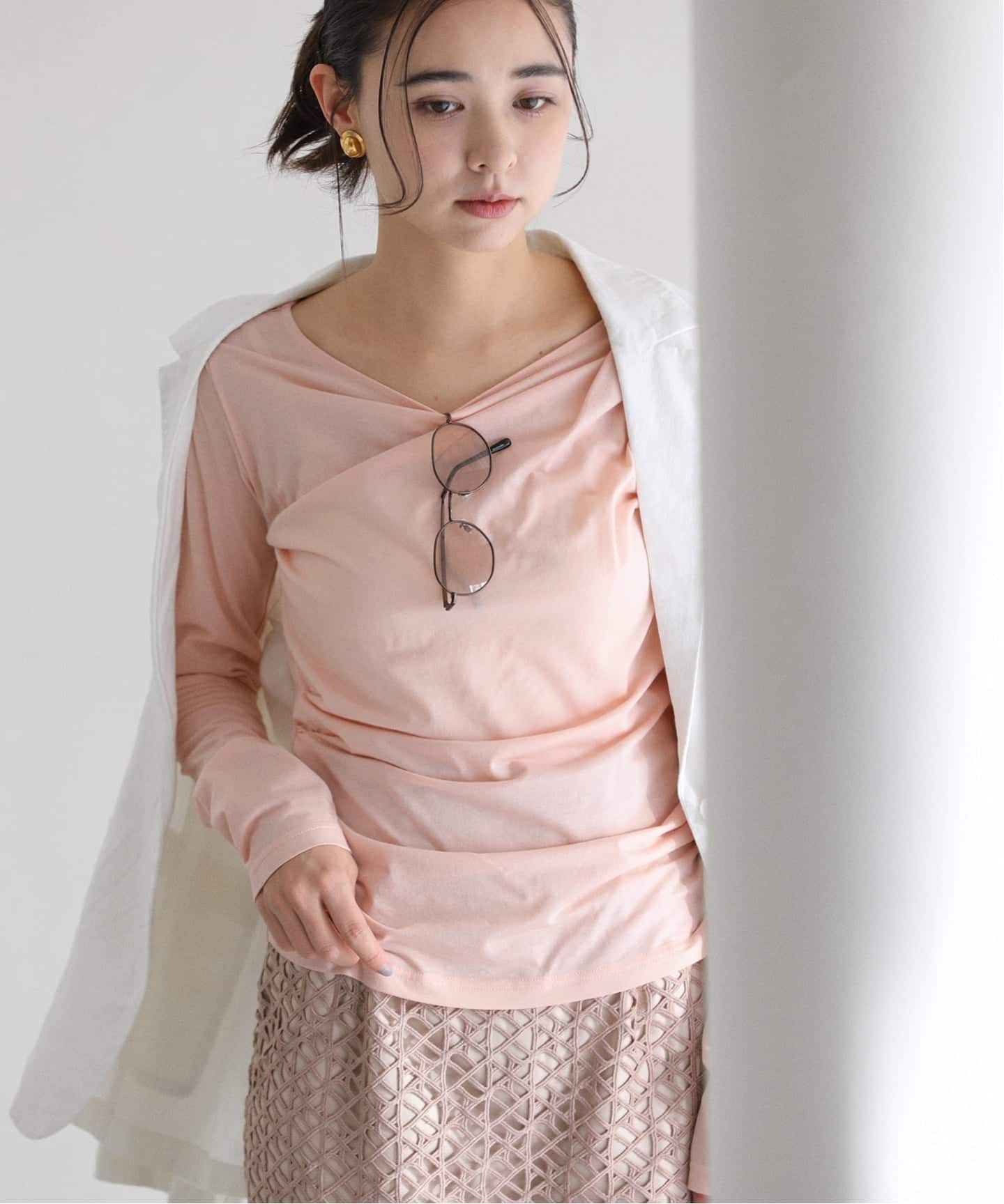 洗える】ドレープシアーカットソー（Tシャツ／カットソー）｜La