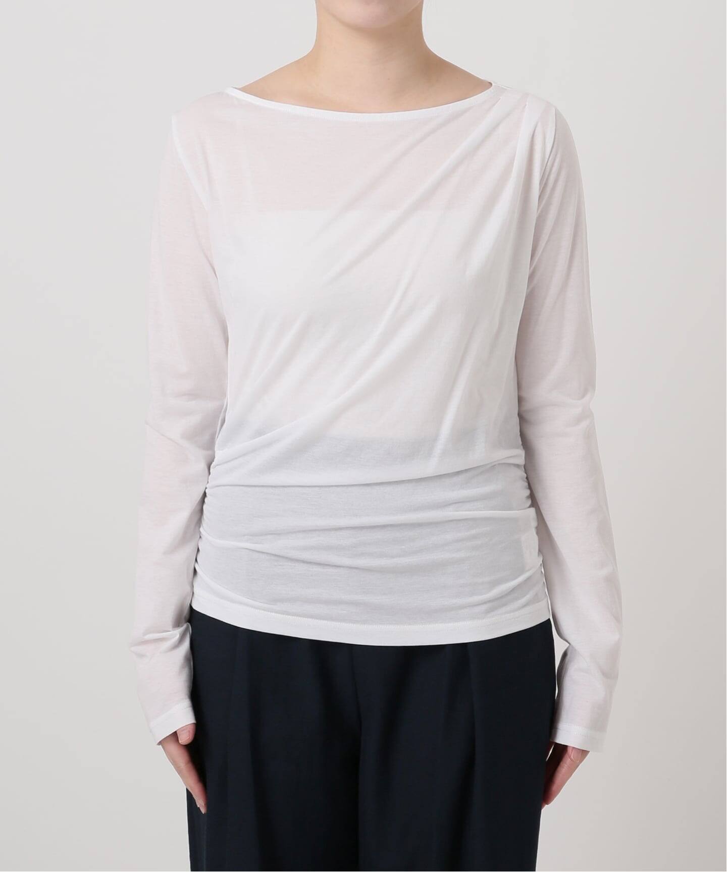 ラトータリテ ホワイト  カットソー 洗える】アシメペプラムカットソー（Tシャツ／カットソー）｜La
