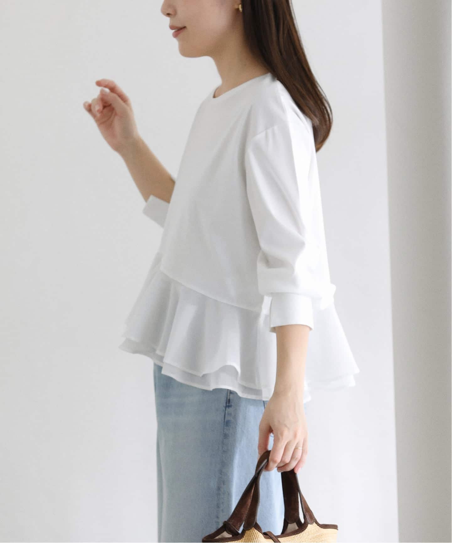 【タグ付き未使用】アシメペプラムカットソー 洗える】アシメペプラムカットソー（Tシャツ／カットソー）｜La