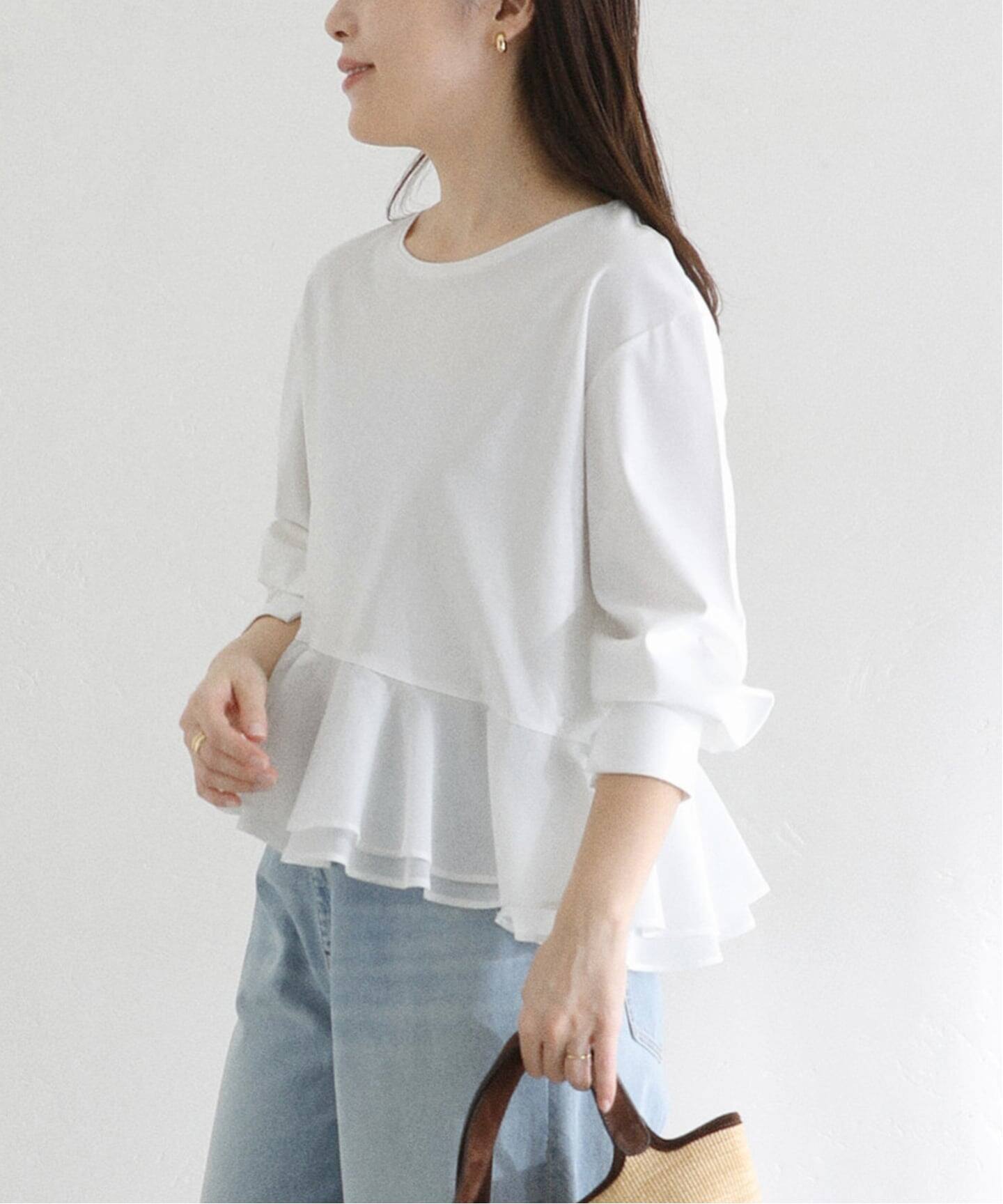 洗える】アシメペプラムカットソー（Tシャツ／カットソー）｜La 
