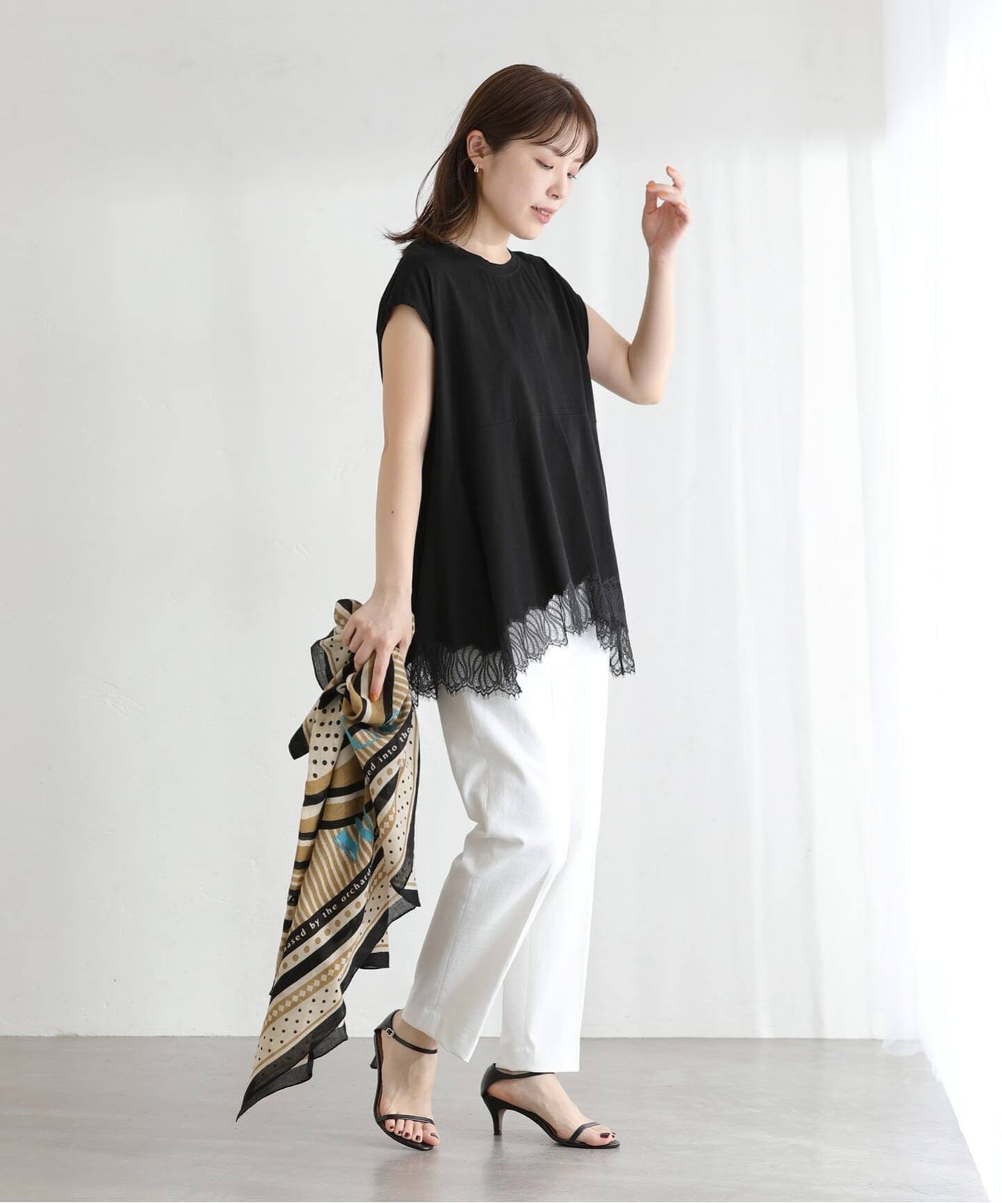 洗える】CHIGNON/シニヨン レースフレンチカットソー（Tシャツ