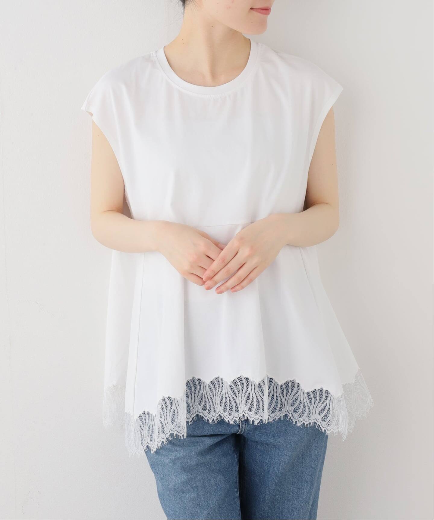 洗える】CHIGNON/シニヨン レースフレンチカットソー（Tシャツ