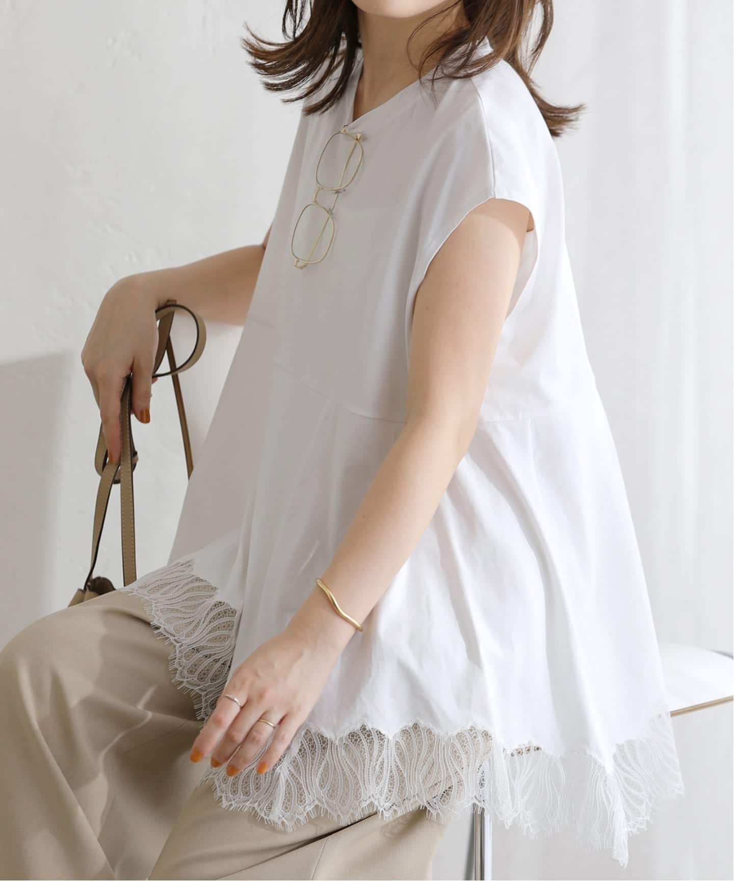 洗える】CHIGNON/シニヨン レースフレンチカットソー（Tシャツ