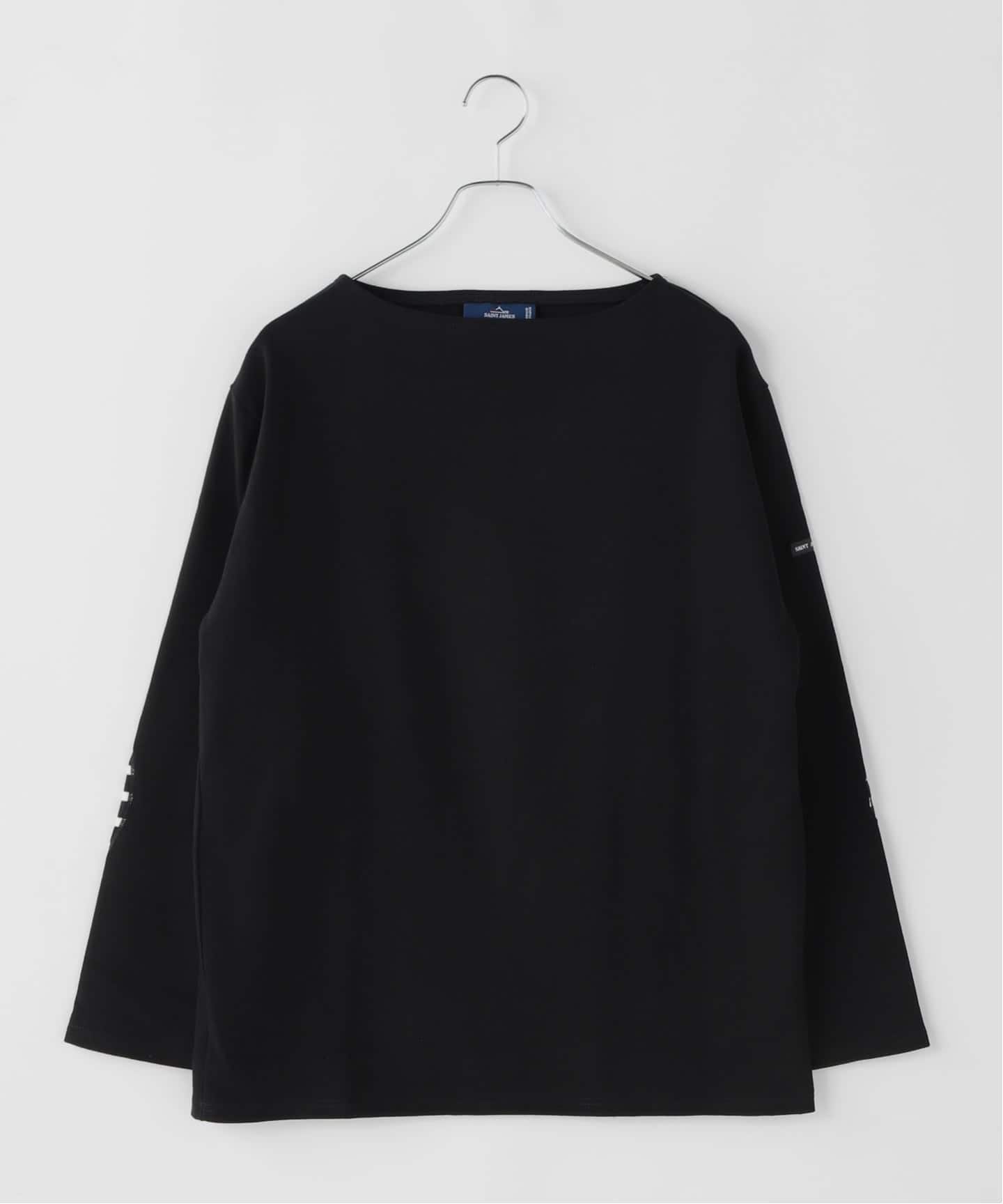 試着のみタグ付SAINT JAMES エルボーパッチ カットソー T4 ブラック OUESSANT ELBOW PATCH / ウェッソン エルボーパッチ ソリッド（Tシャツ