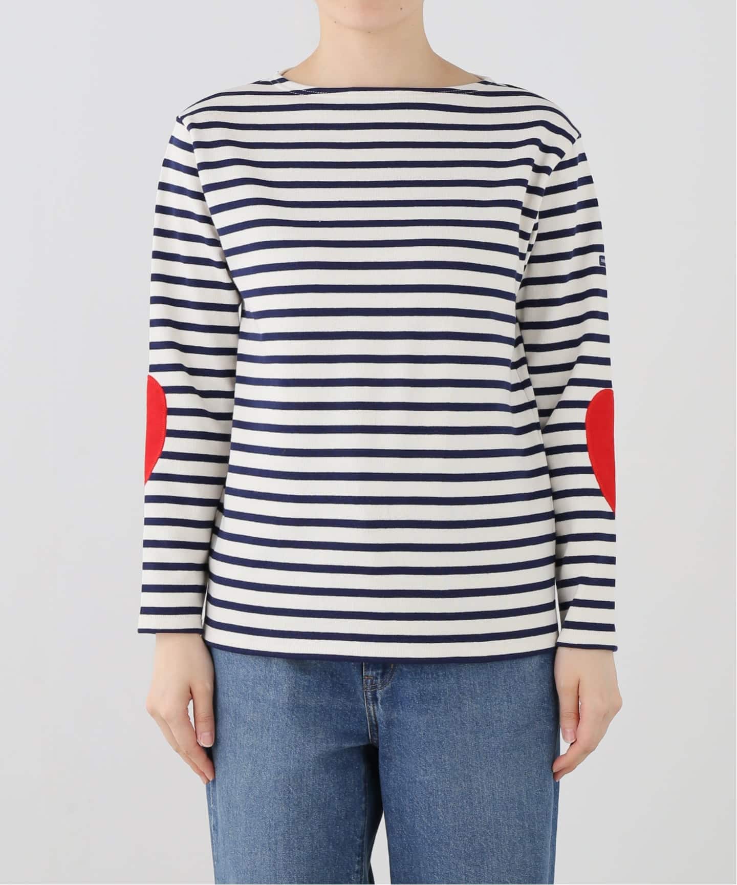 00s NUMBER NINE ボーダー柄 エルボーパッチ 長袖カットソー OUESSANT HEART ELBOW PATCH / ウェッソン ハートエルボーパッチ
