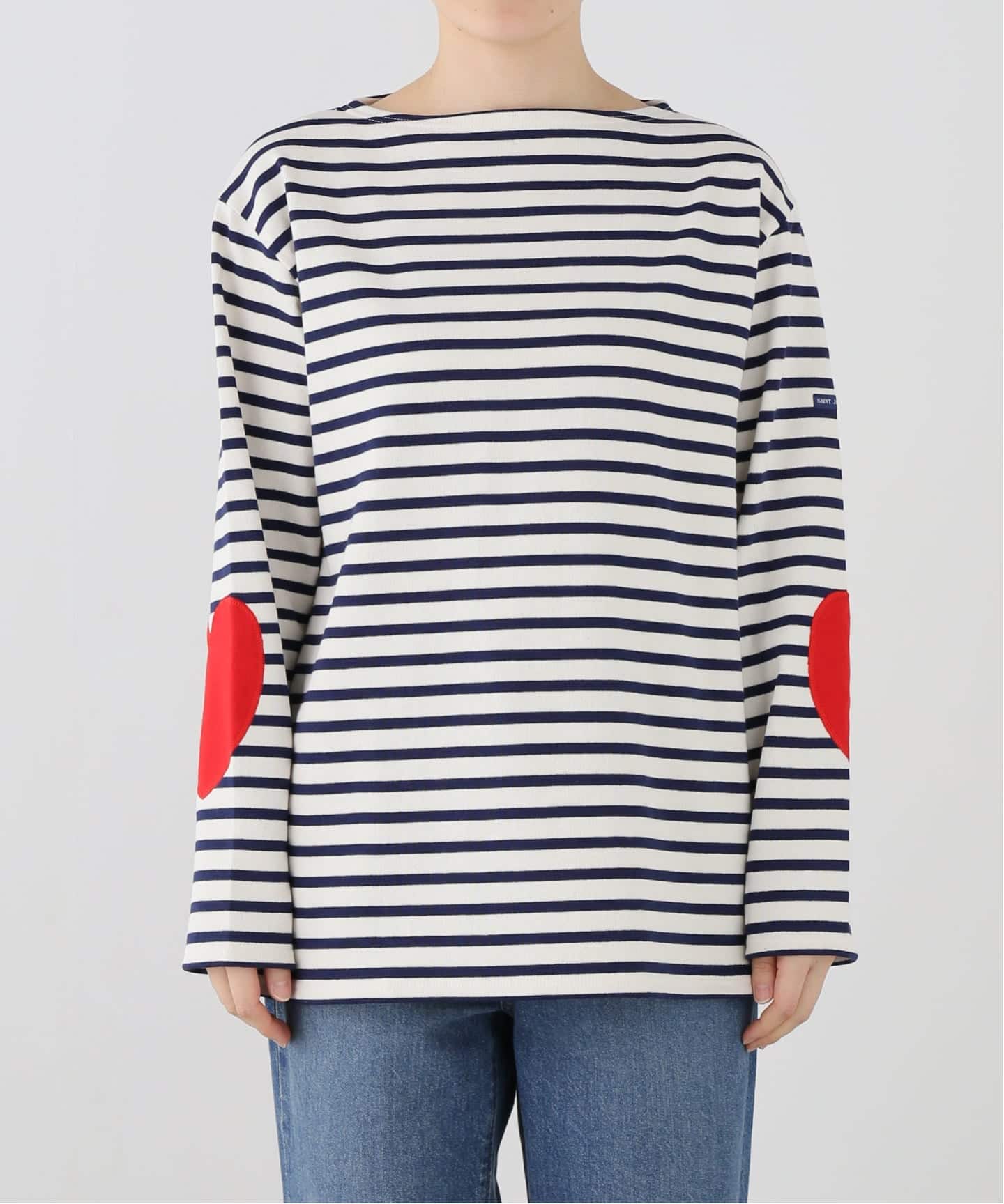 セントジェームス　SAINTJAMESウェッソン ハートエルボー　ボートネック OUESSANT HEART ELBOW PATCH / ウェッソン ハートエルボーパッチ