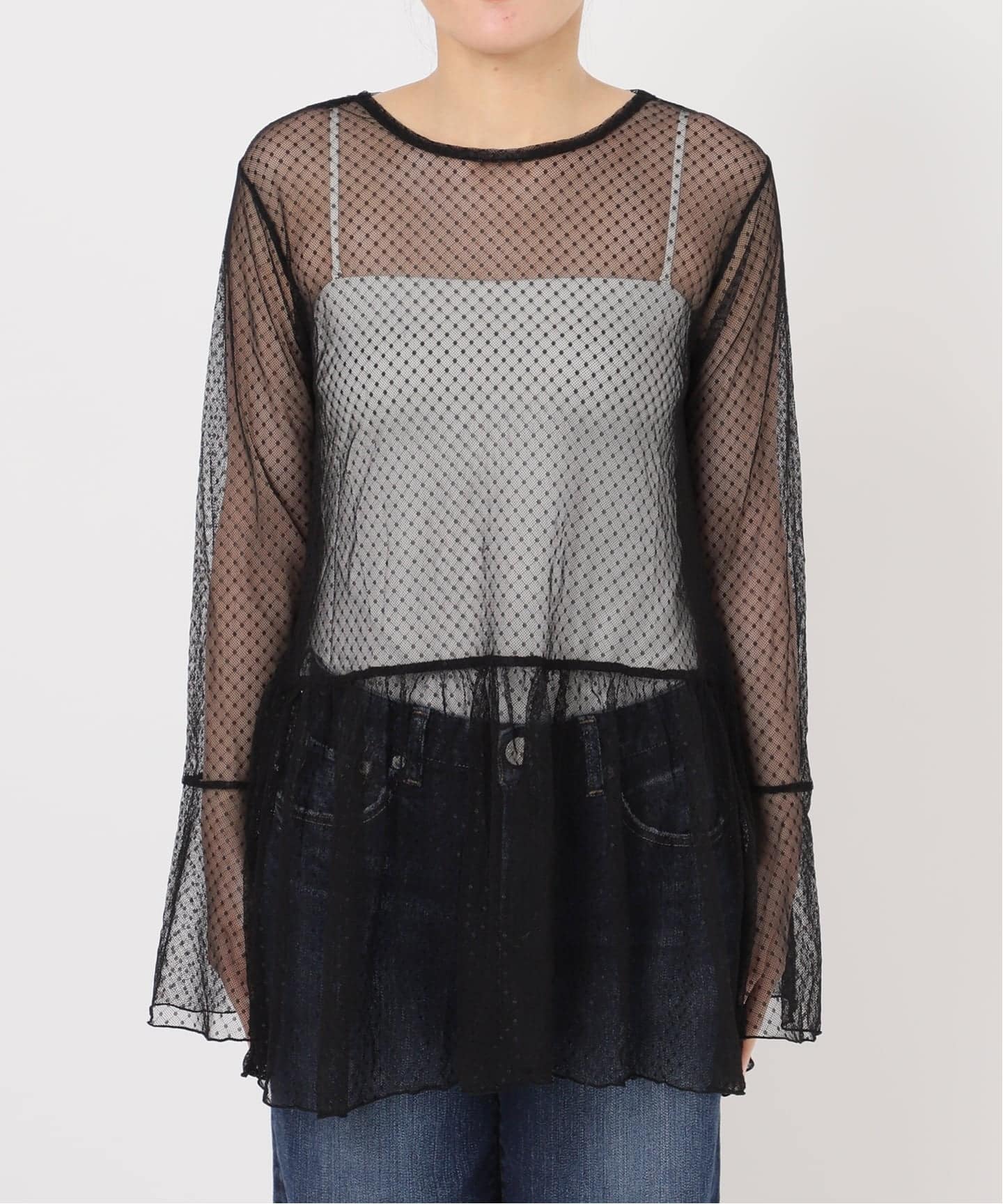 追加4》チュールドットチュニックプルオーバー（Tシャツ／カットソー