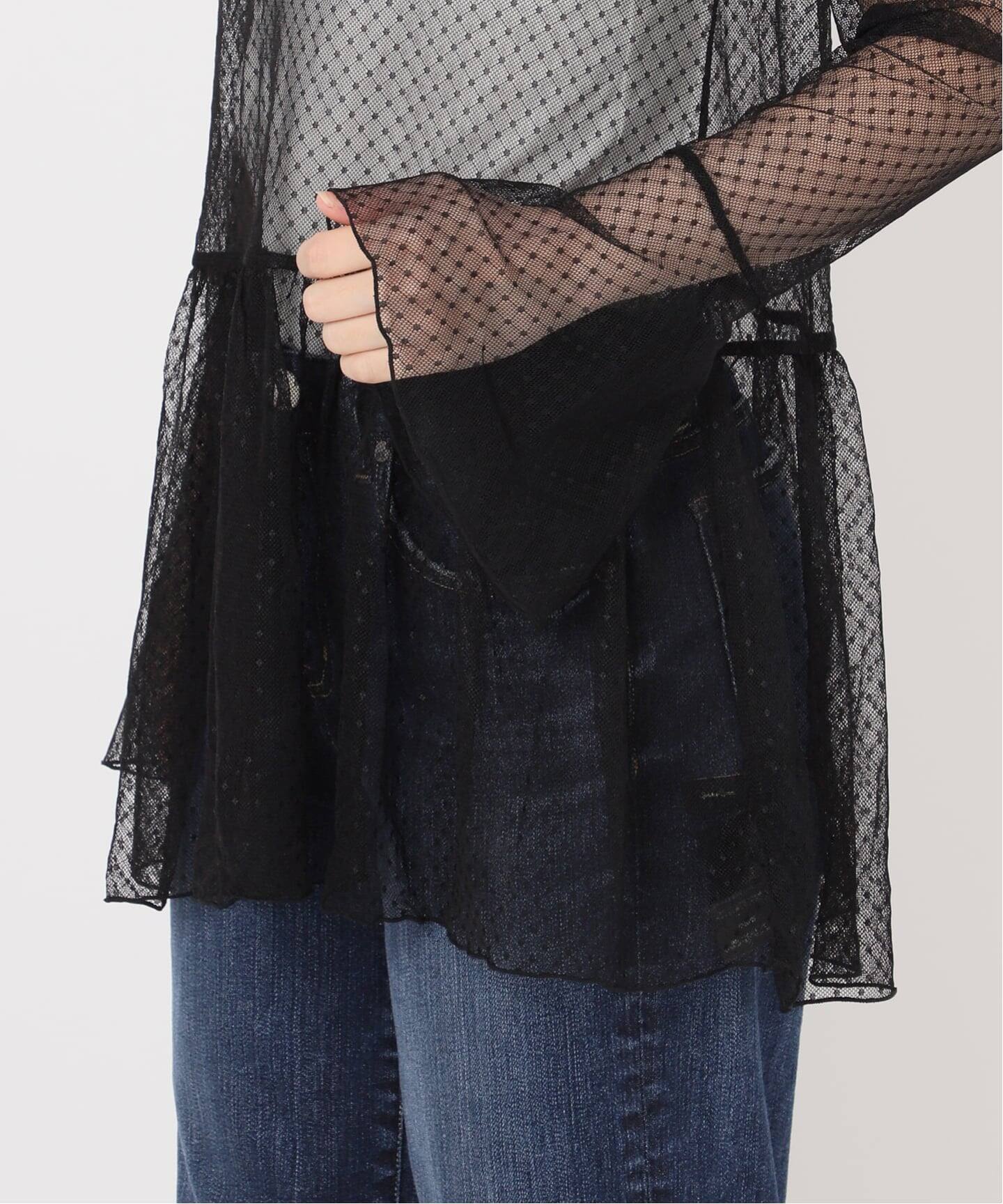 追加4》チュールドットチュニックプルオーバー（Tシャツ／カットソー