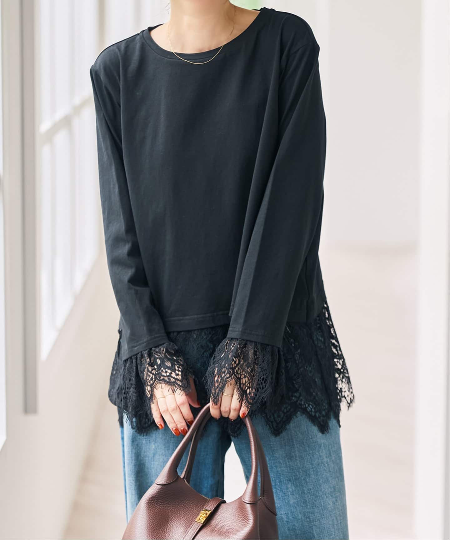予約》レースドッキングプルオーバー（Tシャツ／カットソー）｜Spick