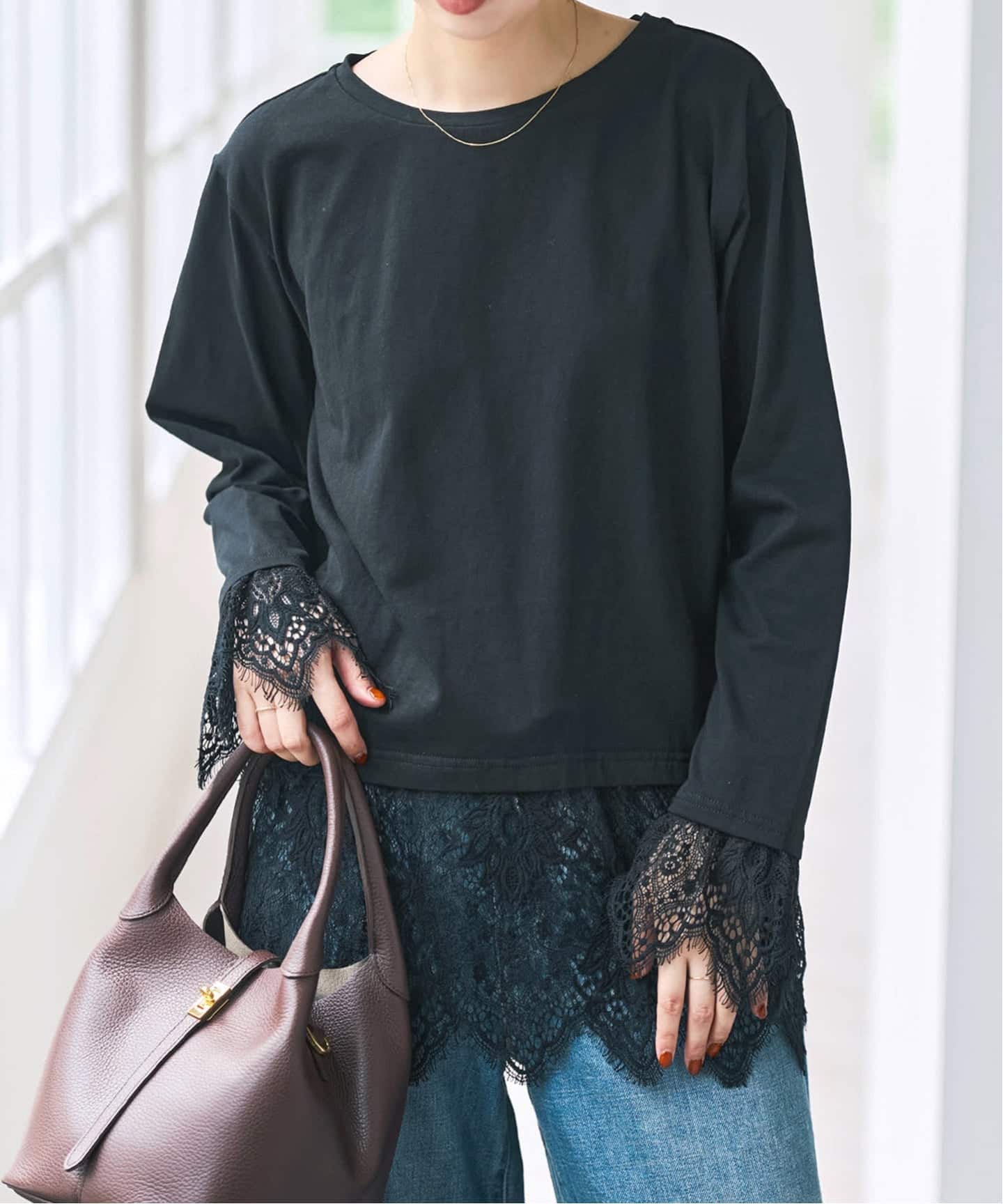 予約》レースドッキングプルオーバー（Tシャツ／カットソー）｜Spick