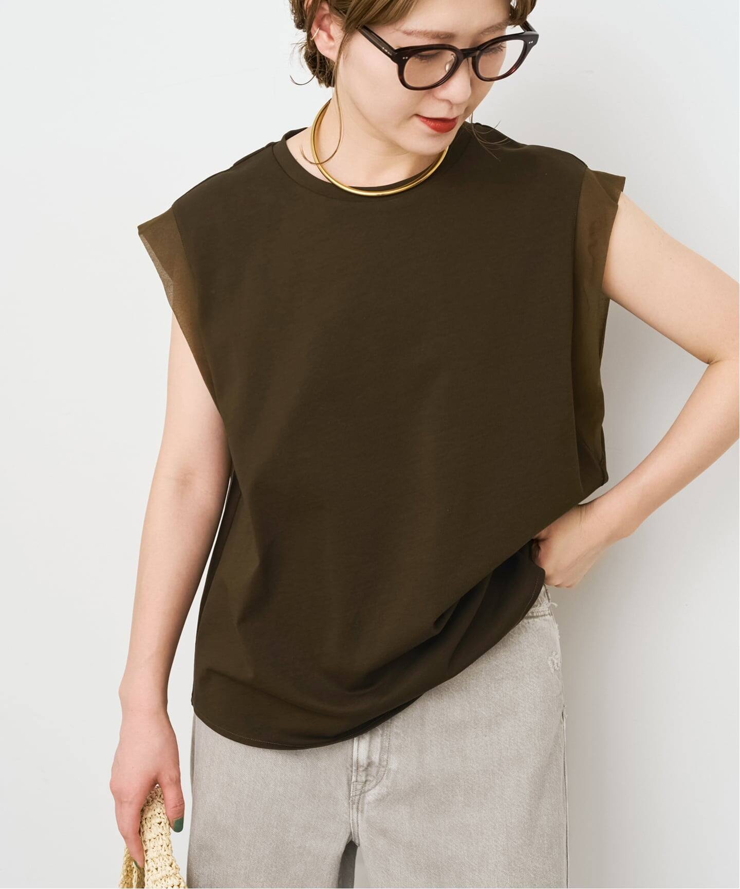 オーガンジーコンビルーズプルオーバー（Tシャツ／カットソー）｜Spick