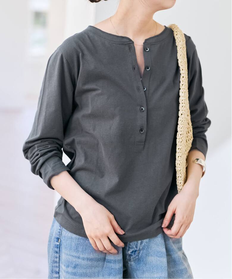 リネン混ヘンリーネックTシャツ（Tシャツ／カットソー）｜Spick & Span 