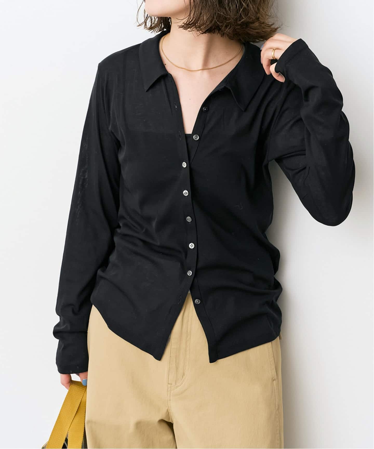 接触冷感》シアーシャツカットソー（Tシャツ／カットソー）｜Spick