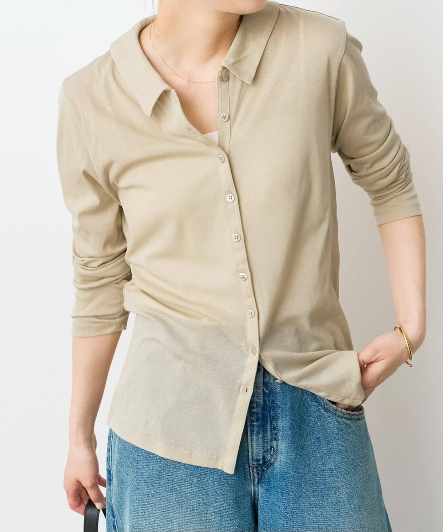 接触冷感》シアーシャツカットソー（Tシャツ／カットソー）｜Spick 