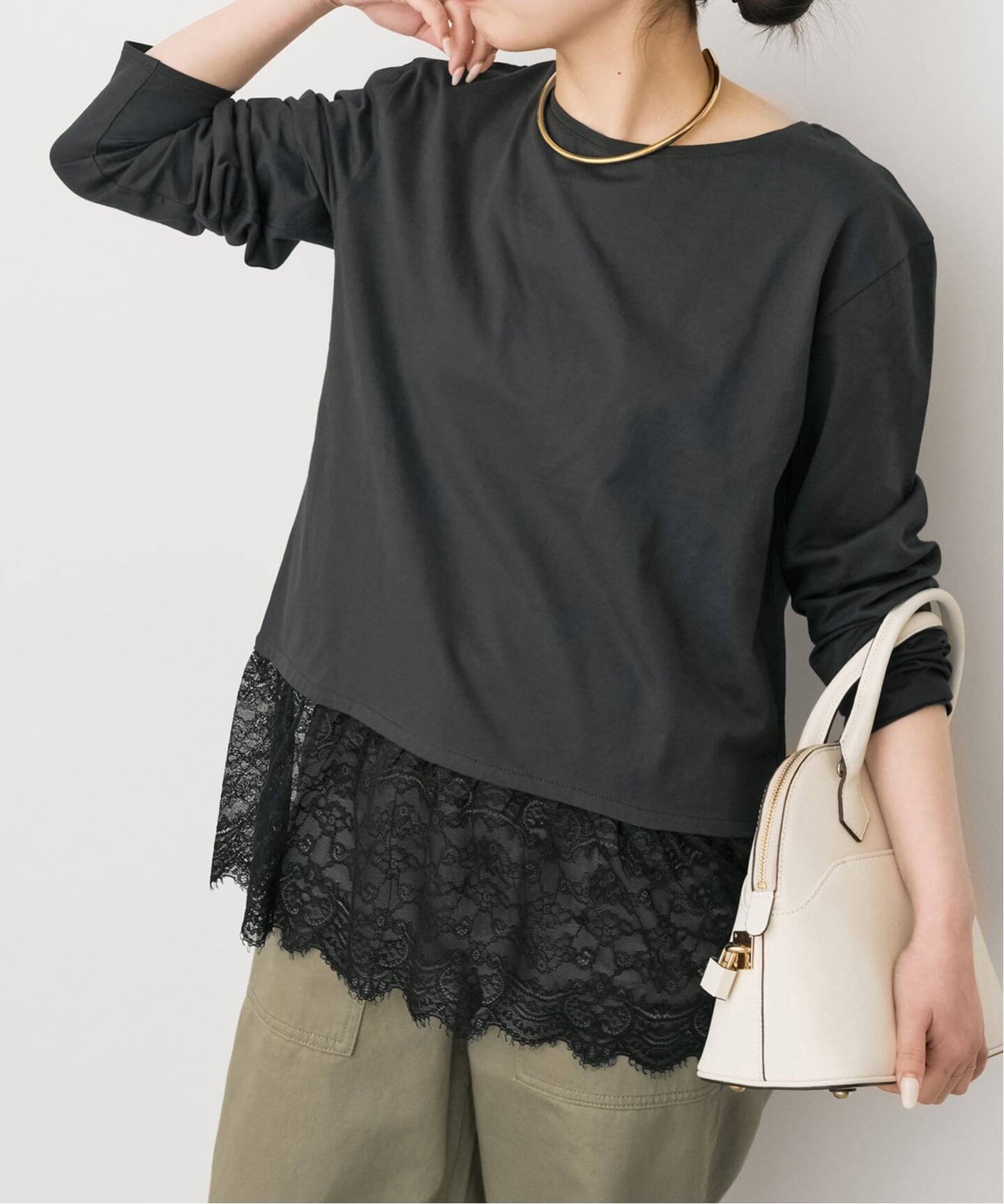 レースドッキングレイヤードプルオーバー(Tシャツ/カットソー レースドッキングレイヤードプルオーバー(Tシャツ/カットソー