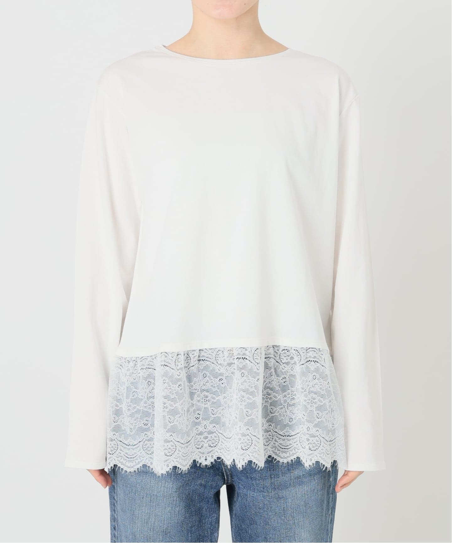 Spick＆Span レースドッキングレイヤードプルオーバー Spick＆Span（スピック アンド スパン） tシャツ レースドッキング