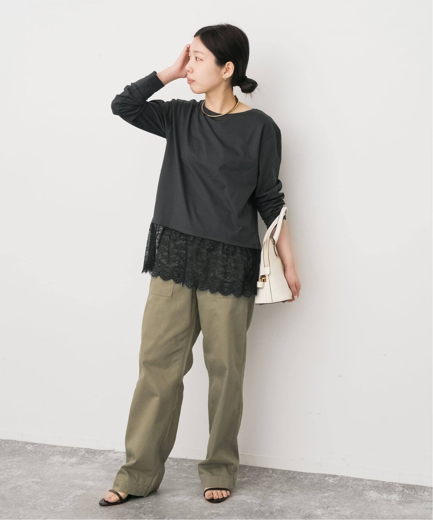 追加》レースドッキングレイヤードプルオーバー（Tシャツ／カットソー 