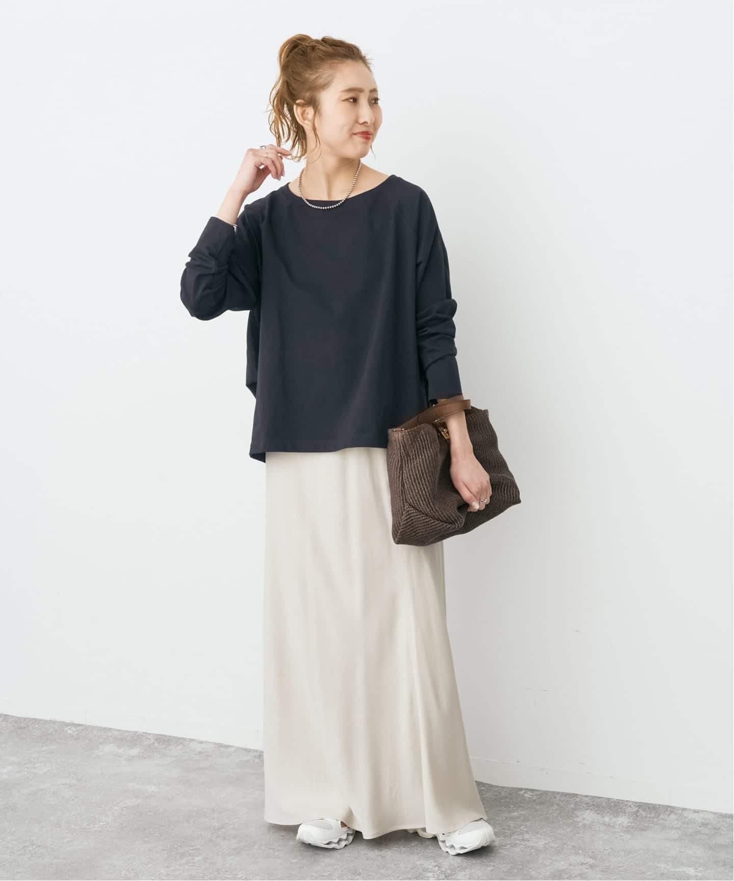 新色有り / 追加》ボートネックバックタックプルオーバー（Tシャツ