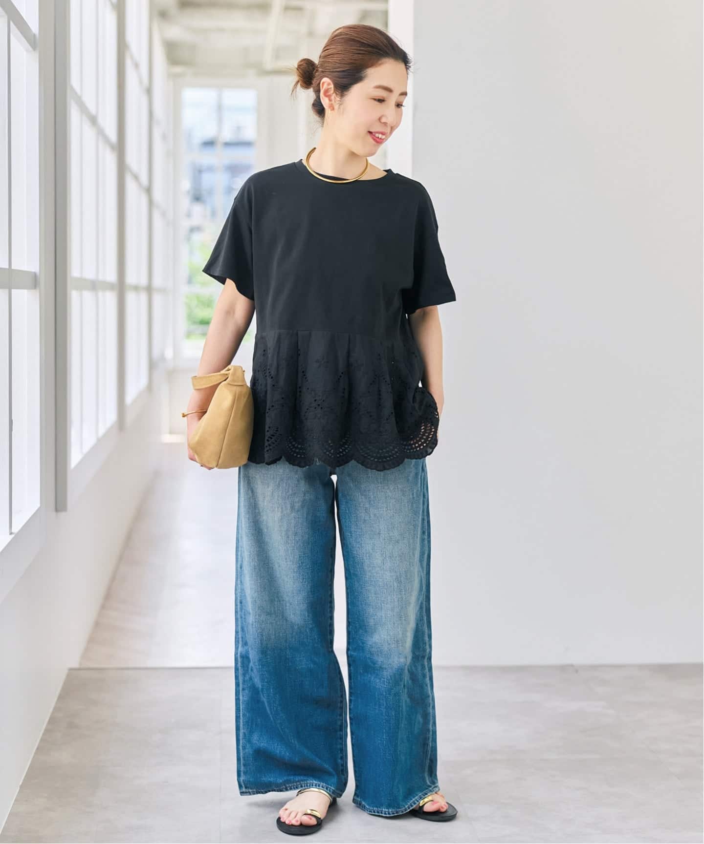 WEB限定 / 追加》カットワークレースペプラムTシャツ（Tシャツ