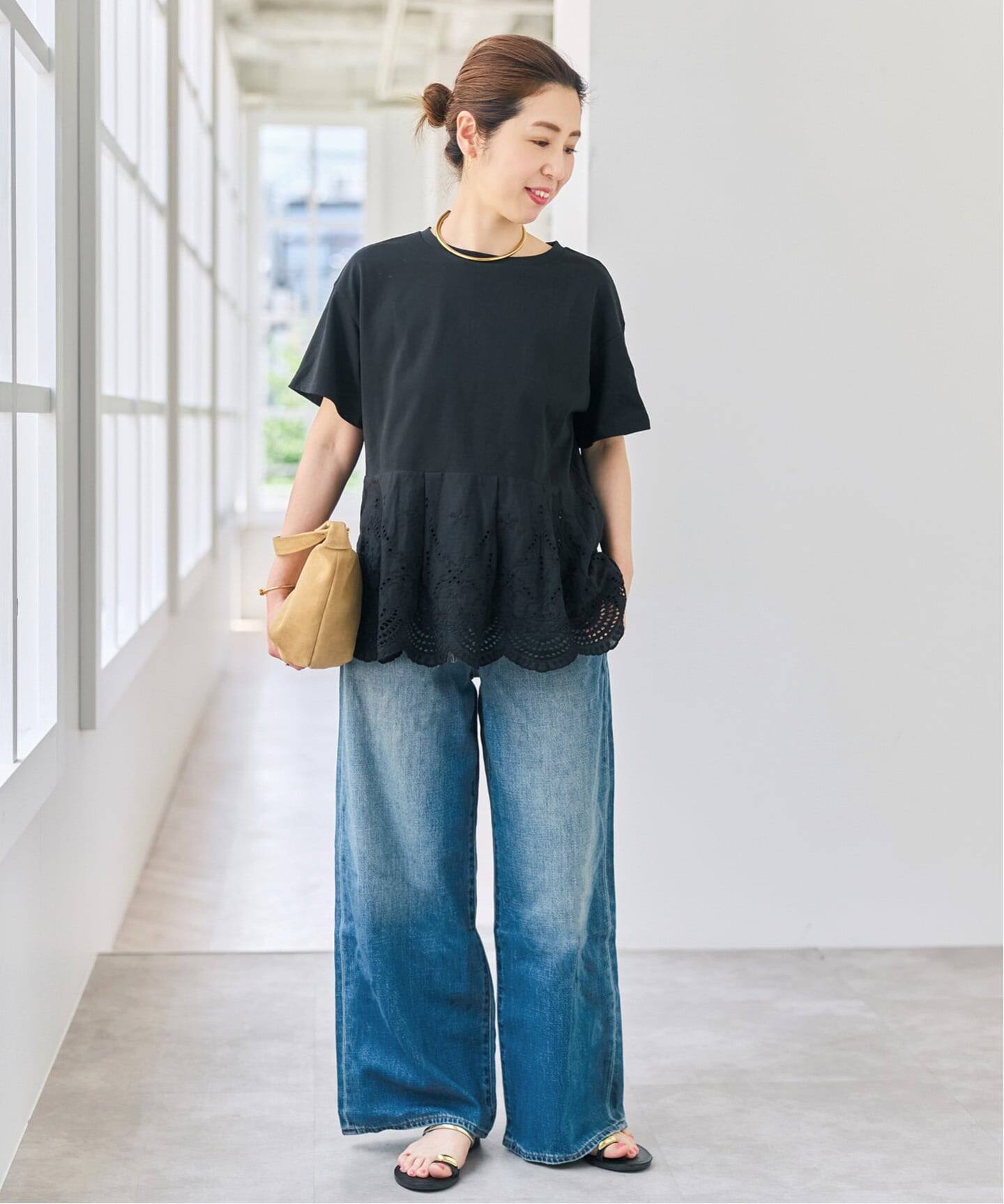 WEB限定 / 追加》カットワークレースペプラムTシャツ（Tシャツ 