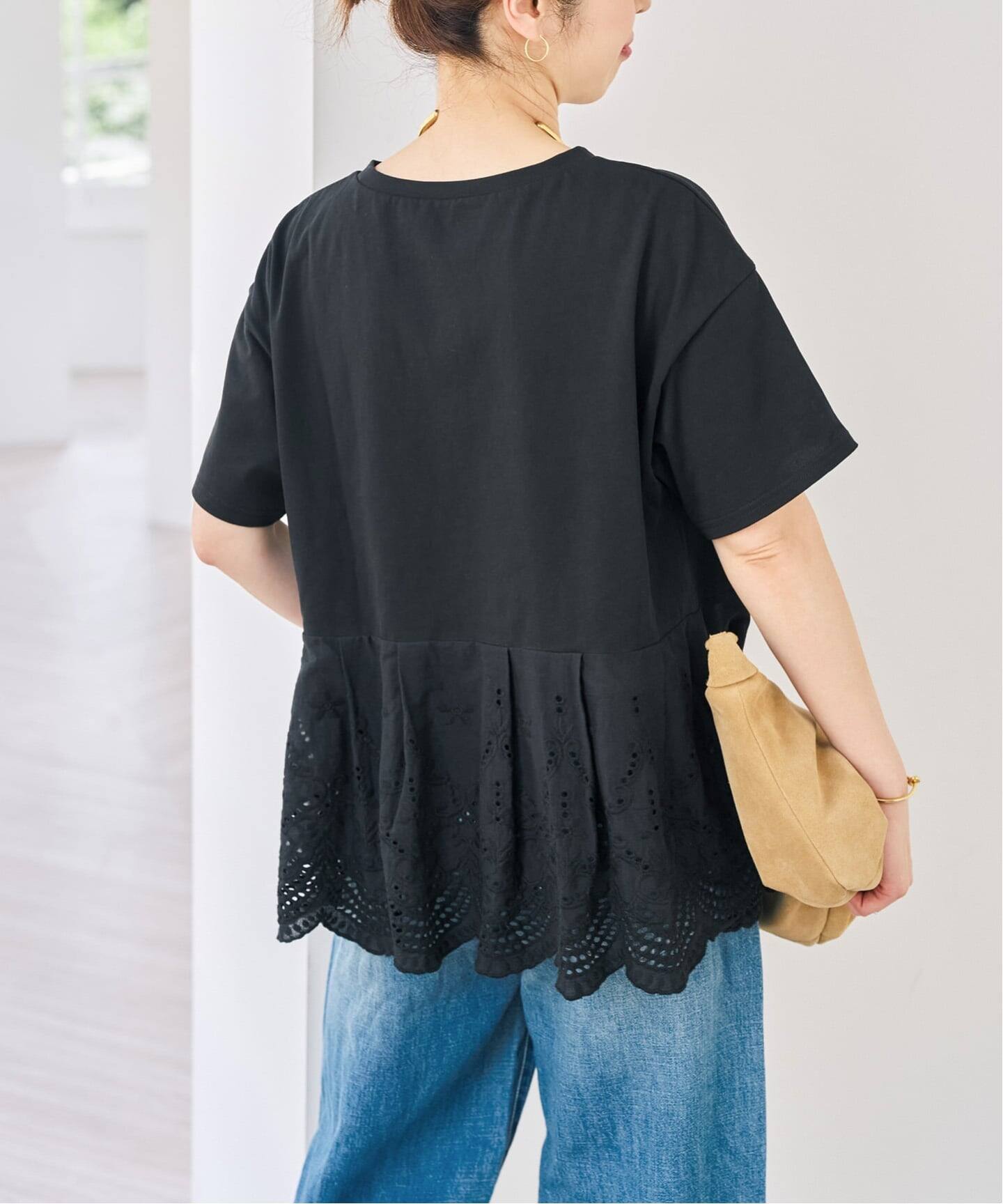 WEB限定 / 追加》カットワークレースペプラムTシャツ（Tシャツ