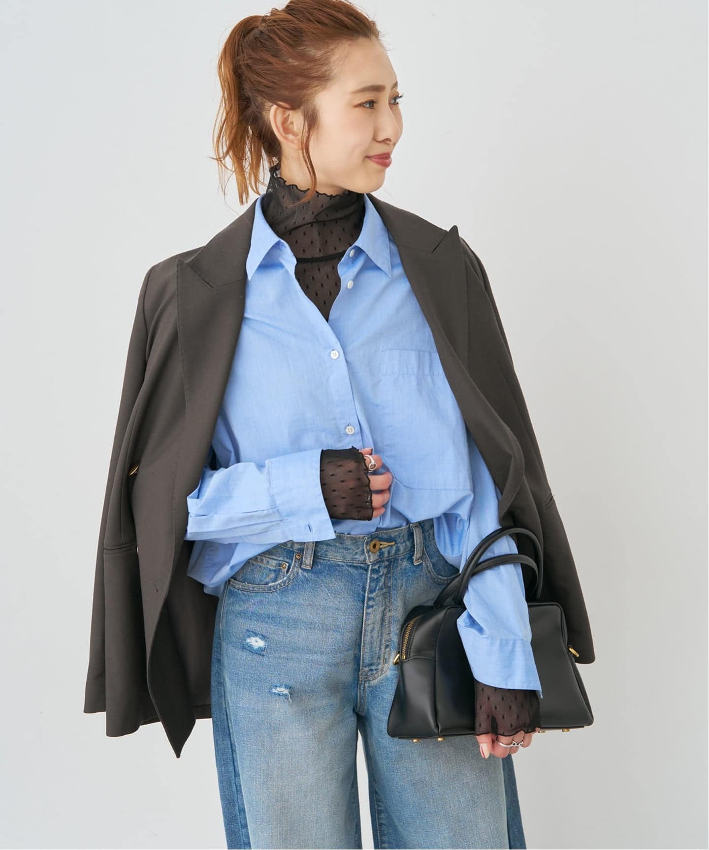 未使用★Spick & Span ドットチュールハイネックプルオーバー 2024 No.28 ドットチュールハイネックプルオーバー @ Spick and Span