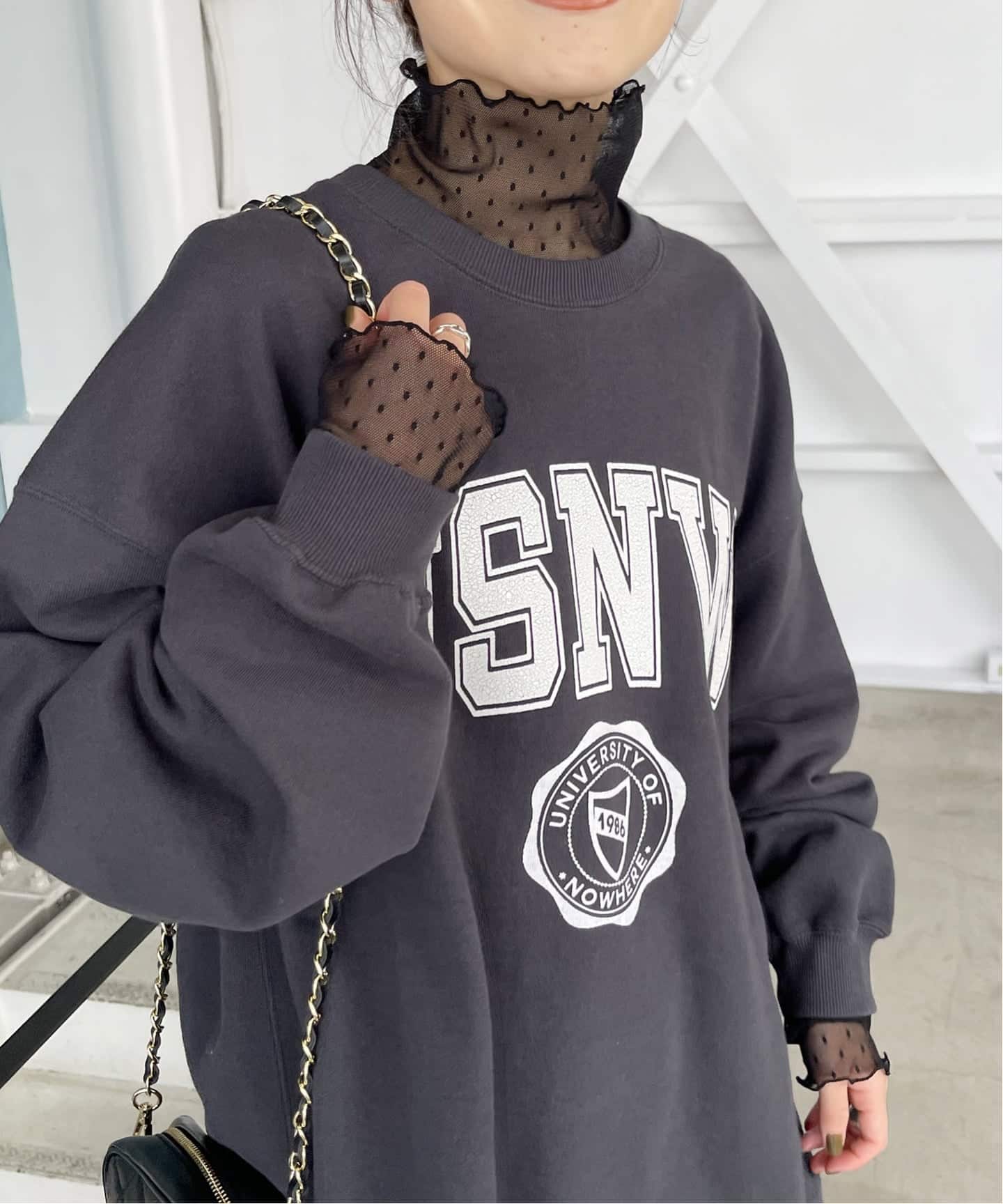 追加》ドットチュールハイネックプルオーバー（Tシャツ／カットソー